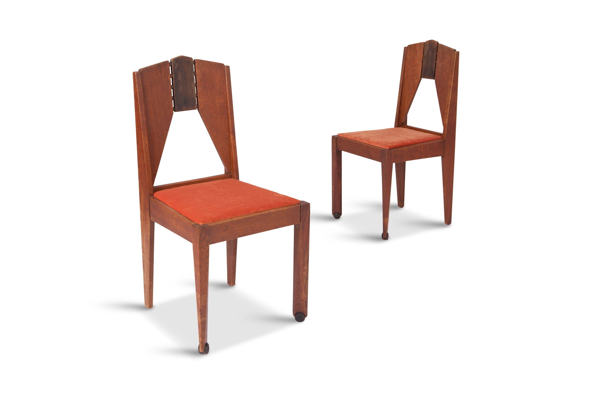 Amsterdamse School Dining Chairs in Skin Velvet - 1930s