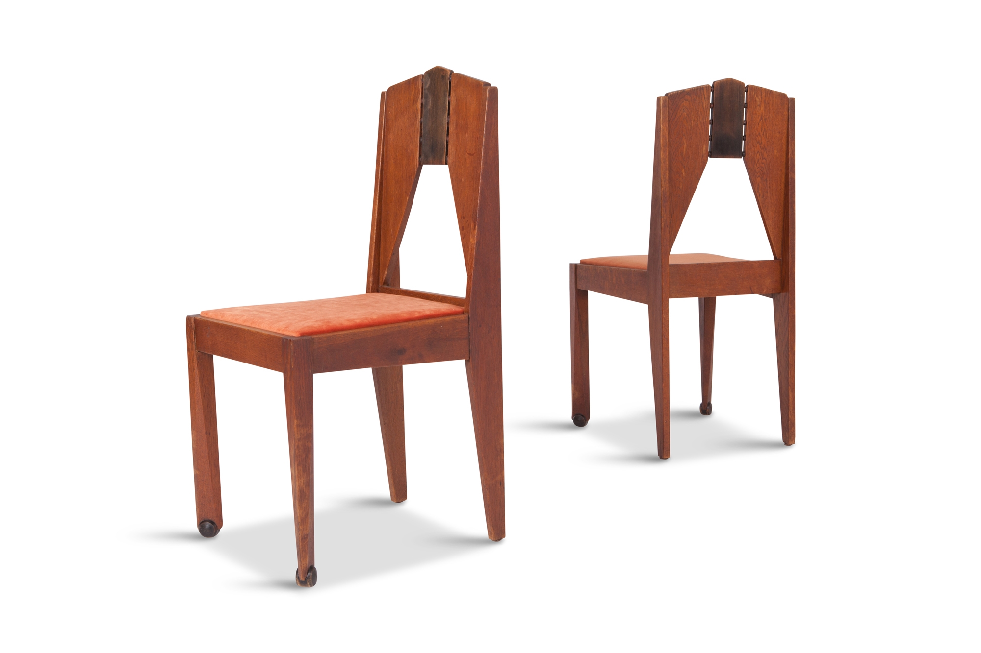 Amsterdamse School Dining Chairs in Skin Velvet - 1930s