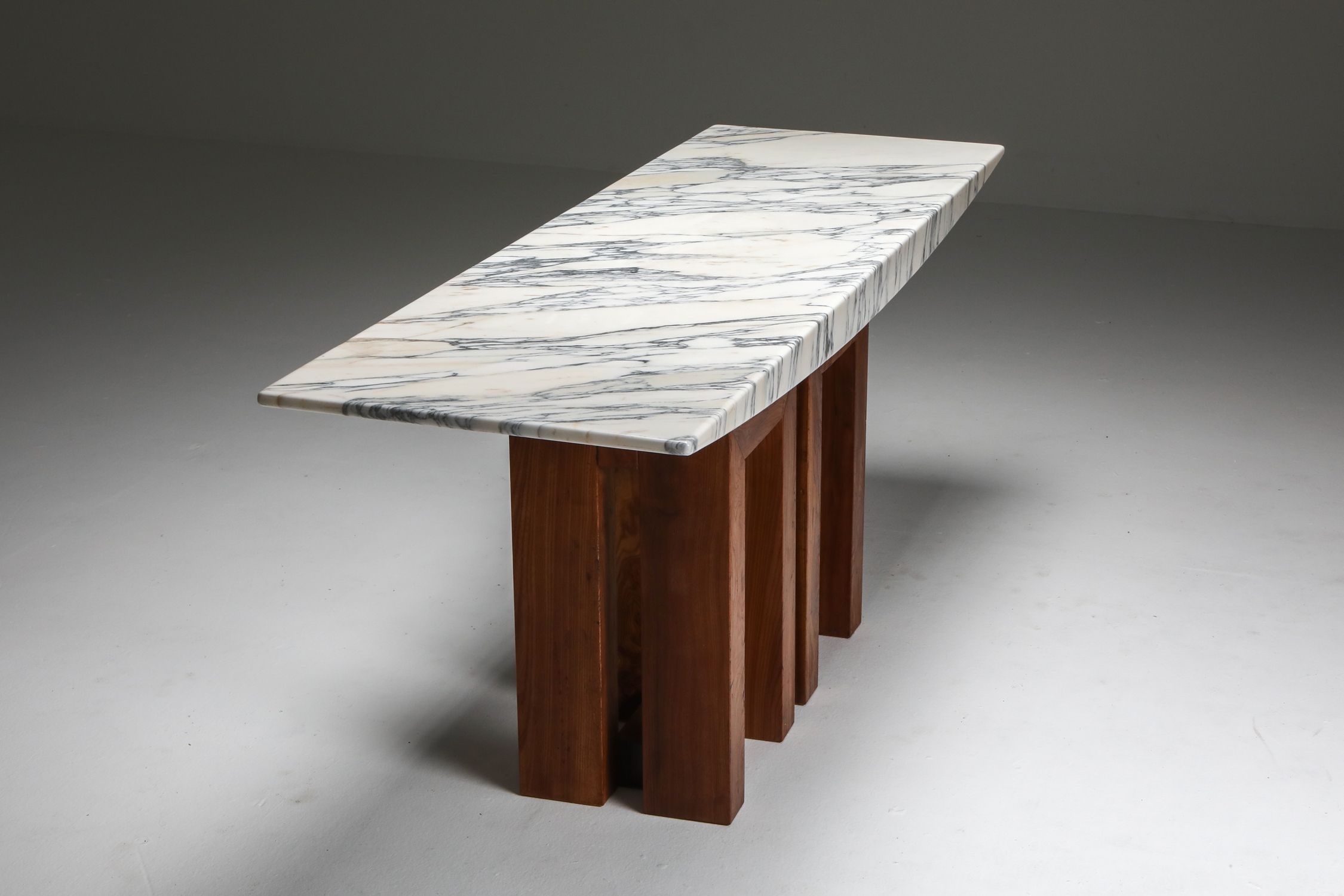 Pierluigi Spadolini Console Table in Walnut and Marble - 1965
