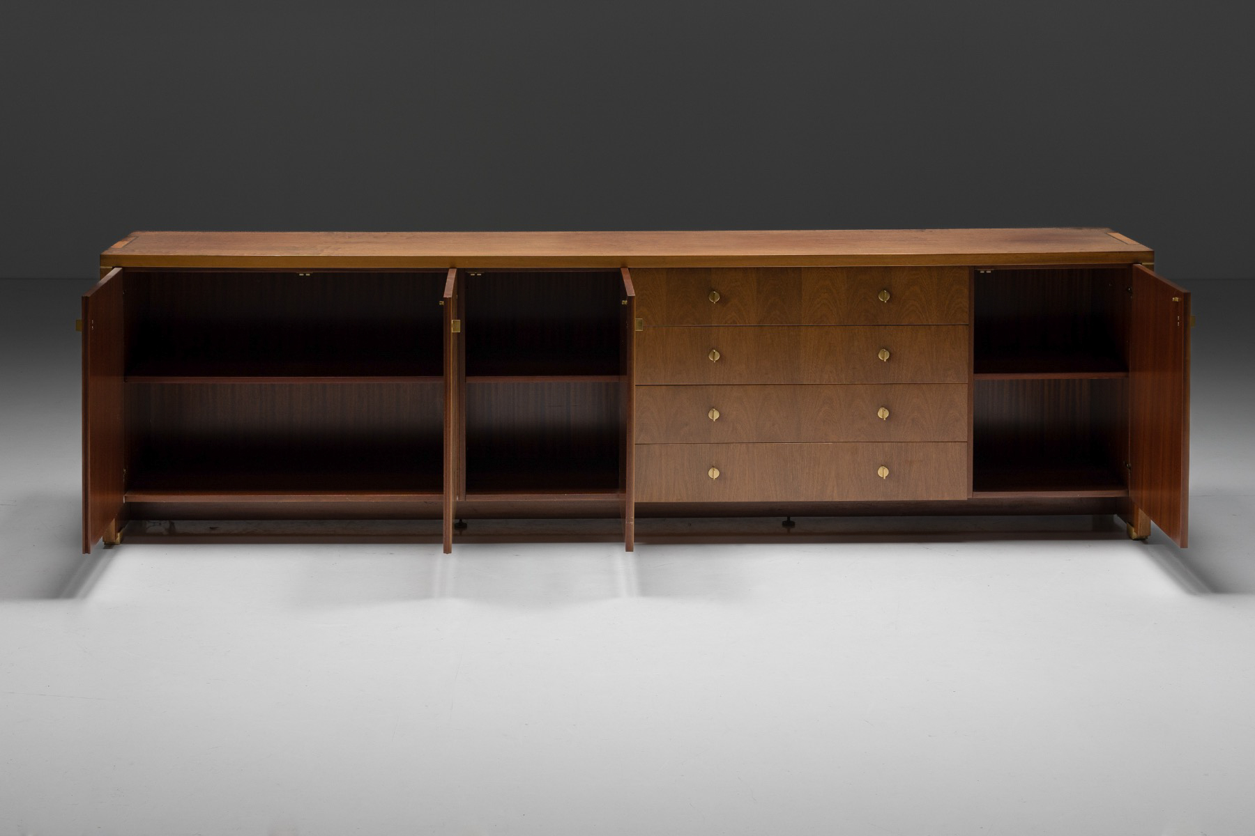 Walnut and Brass Sideboard by Pierre Balmain - 1980s