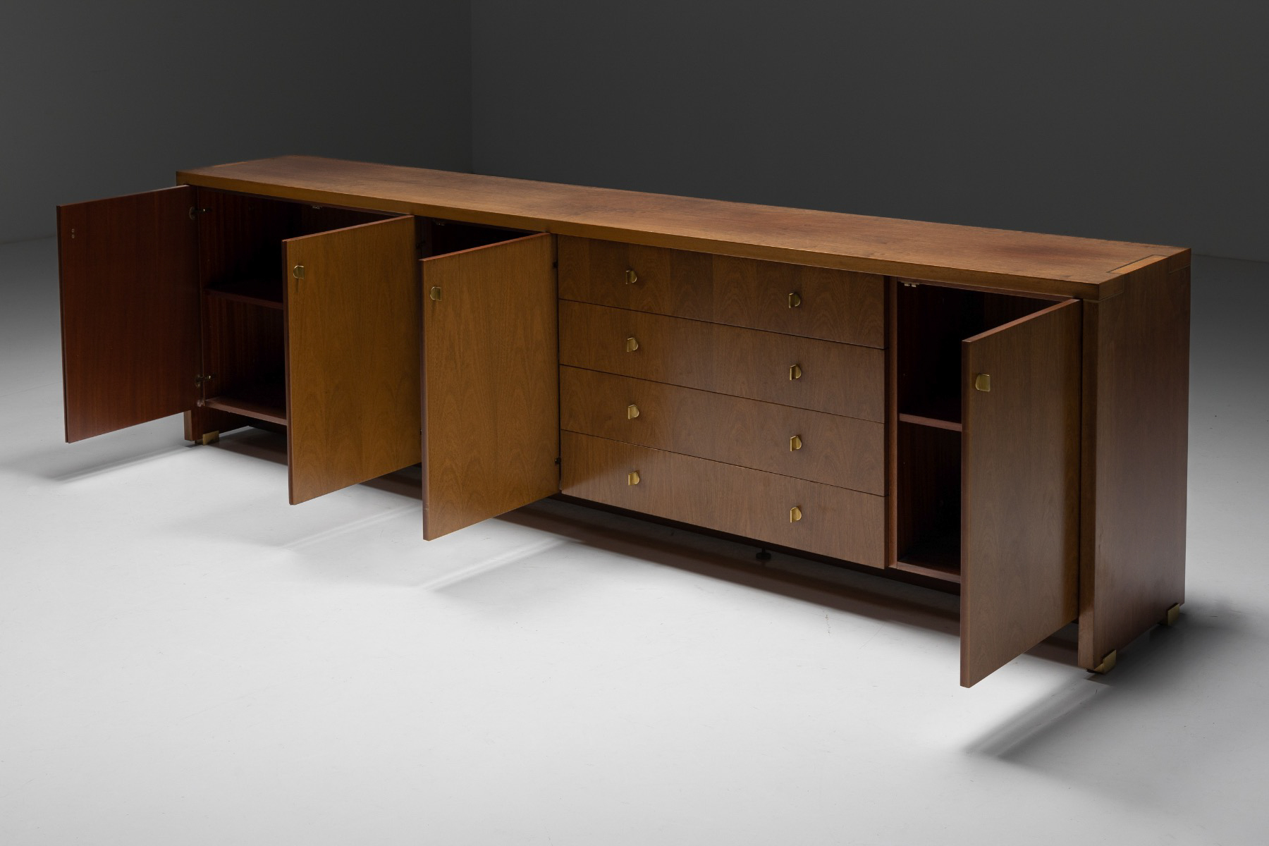 Walnut and Brass Sideboard by Pierre Balmain - 1980s
