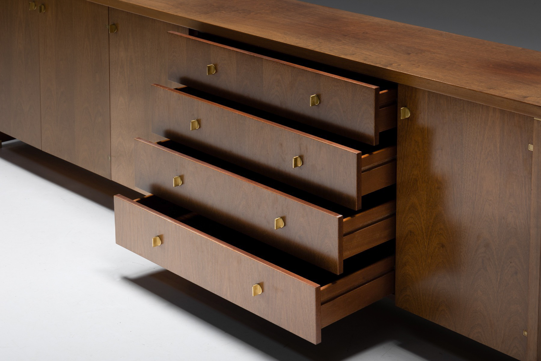 Walnut and Brass Sideboard by Pierre Balmain - 1980s