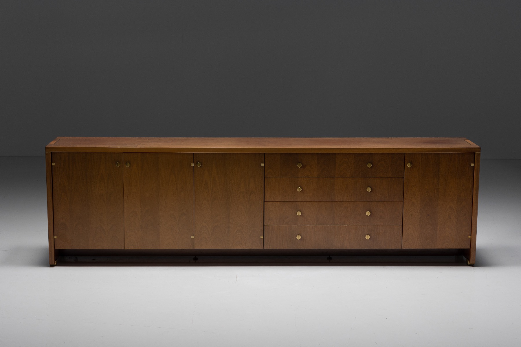 Walnut and Brass Sideboard by Pierre Balmain - 1980s