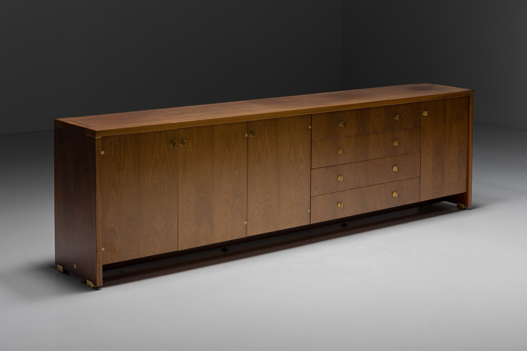 Walnut and Brass Sideboard by Pierre Balmain - 1980s