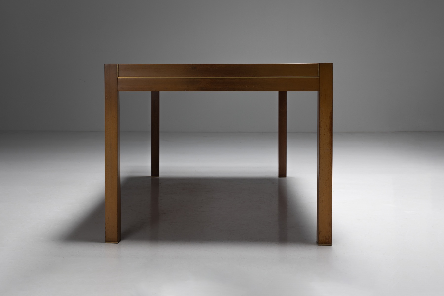 Walnut and Brass Dining Table by Pierre Balmain - 1980s
