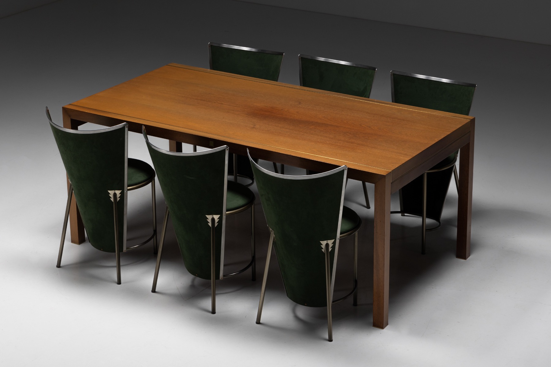 Walnut and Brass Dining Table by Pierre Balmain - 1980s