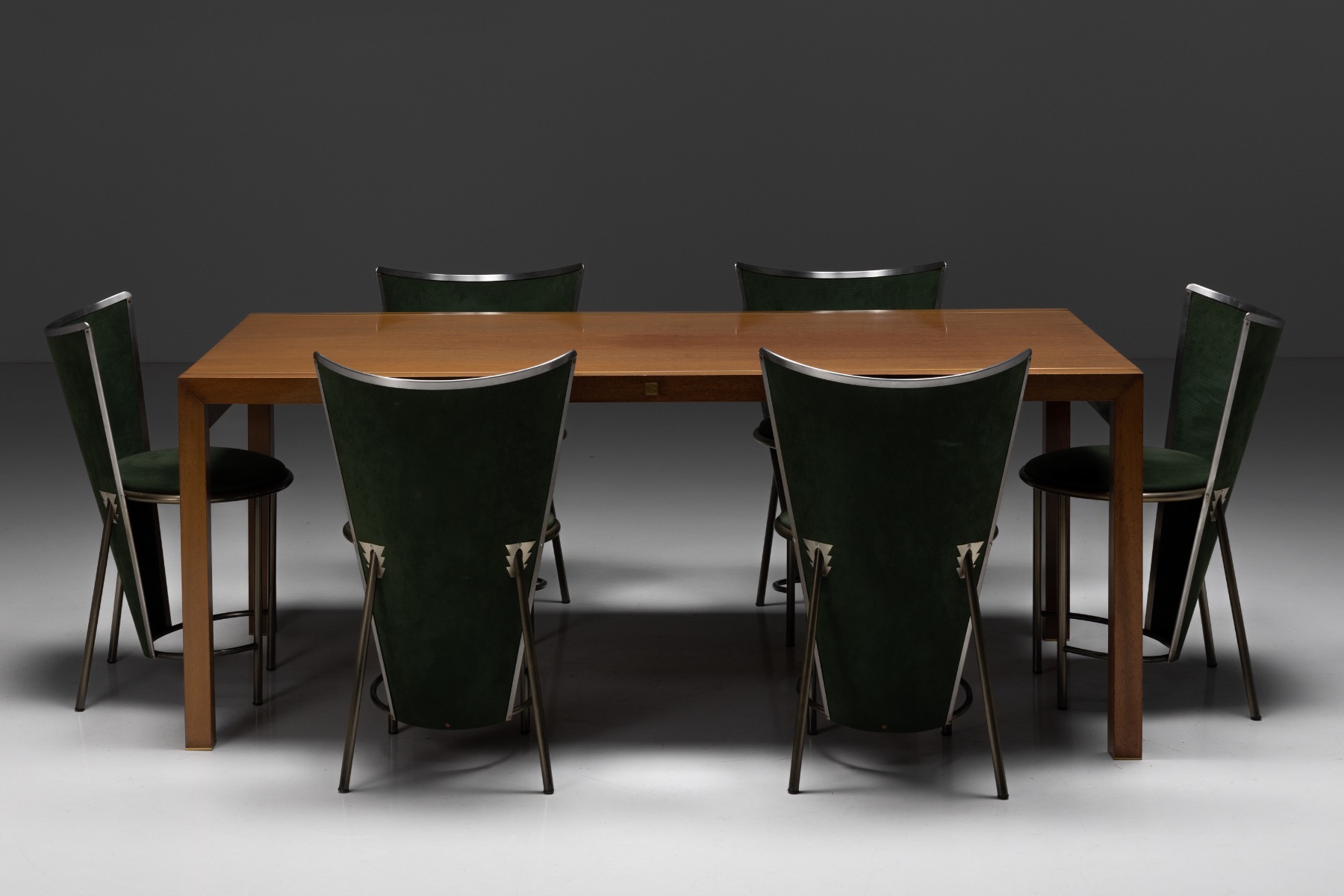 Walnut and Brass Dining Table by Pierre Balmain - 1980s