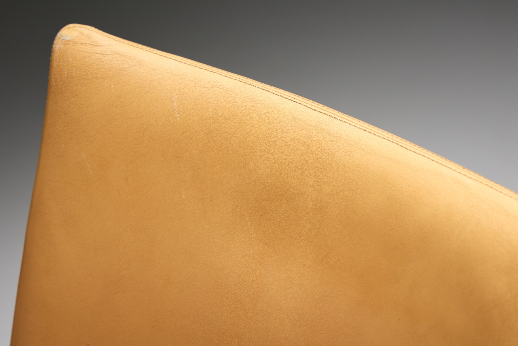 Low Arm Dining Chairs in Natural Leather by Pierre Balmain, France - 1980s