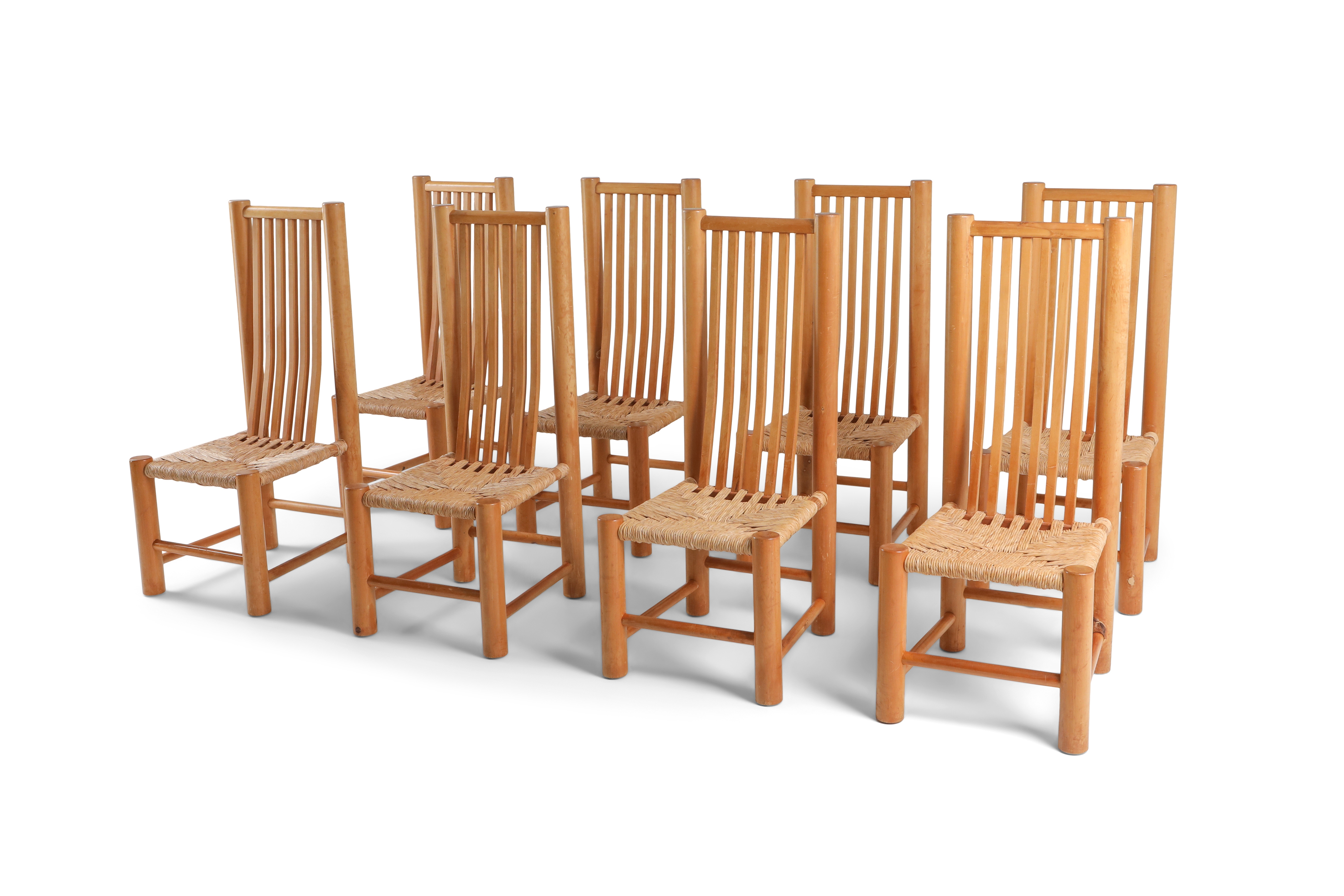 Naturalist Solid Elm Dining Room Chairs In The Style of Pierre Chapo - 1960s