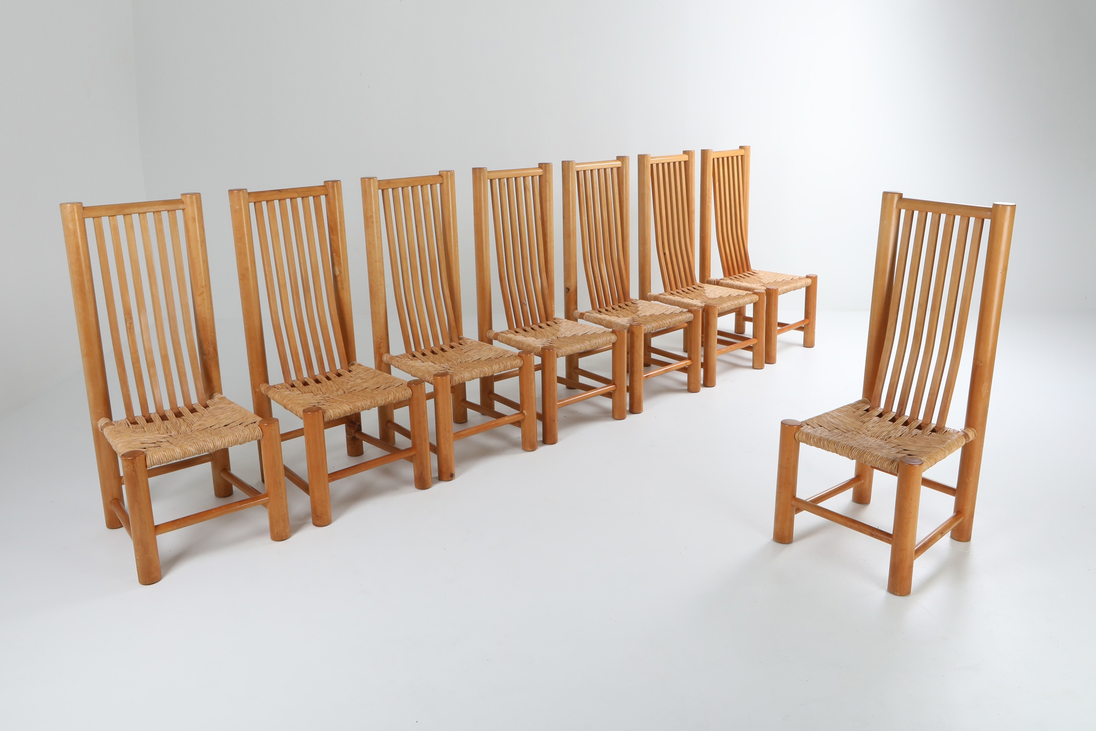 Naturalist Solid Elm Dining Room Chairs In The Style of Pierre Chapo - 1960s