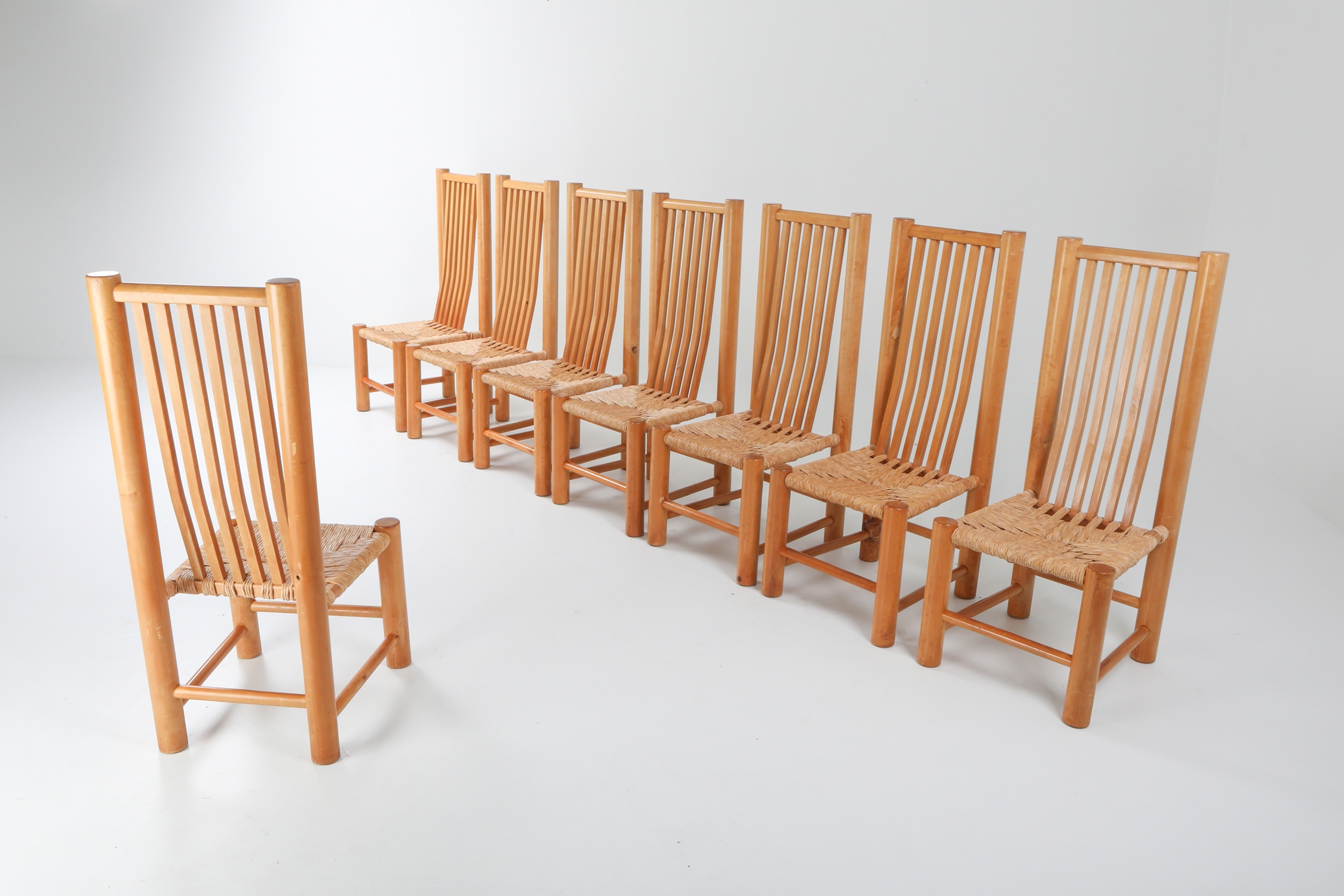 Naturalist Solid Elm Dining Room Chairs In The Style of Pierre Chapo - 1960s