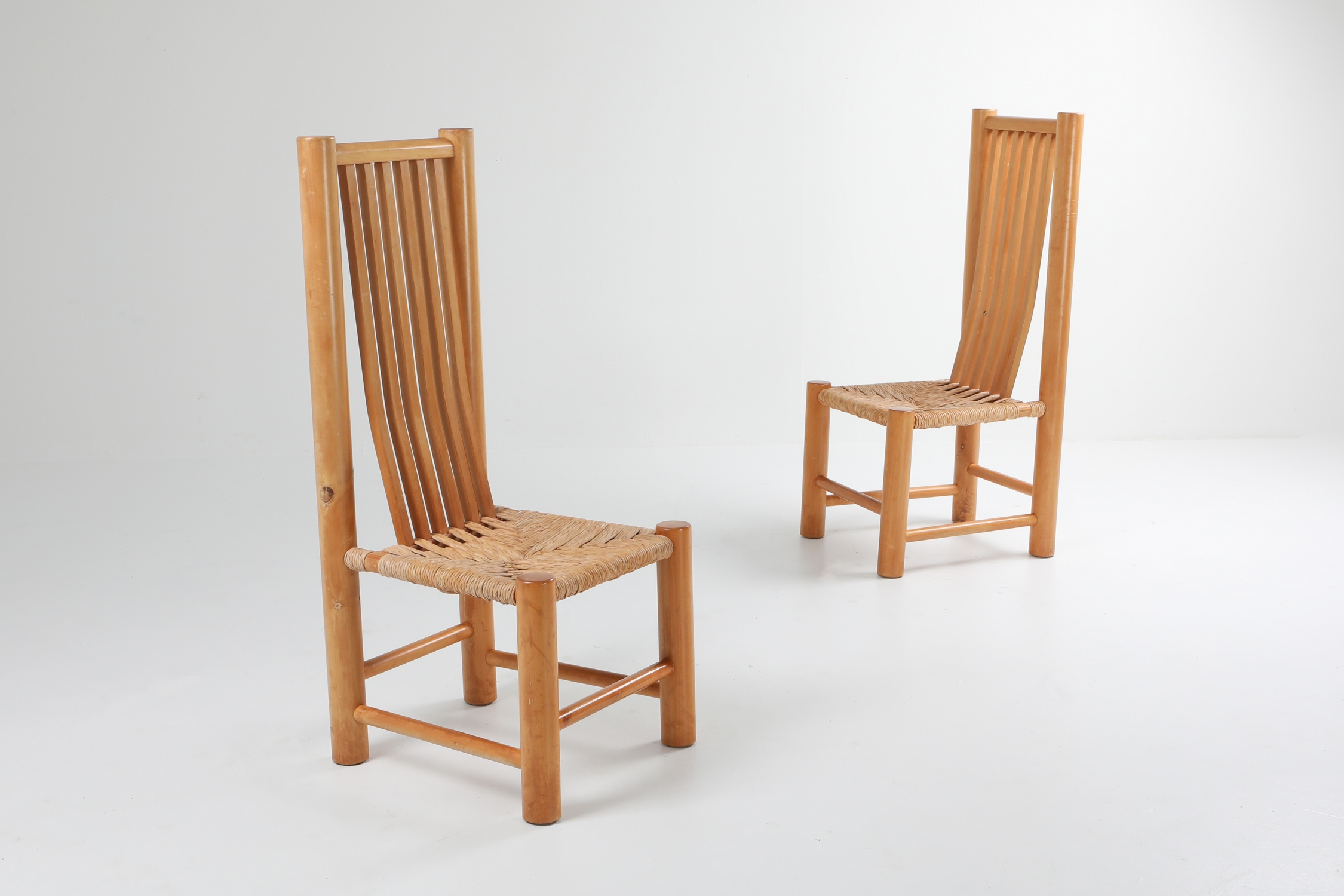 Naturalist Solid Elm Dining Room Chairs In The Style of Pierre Chapo - 1960s