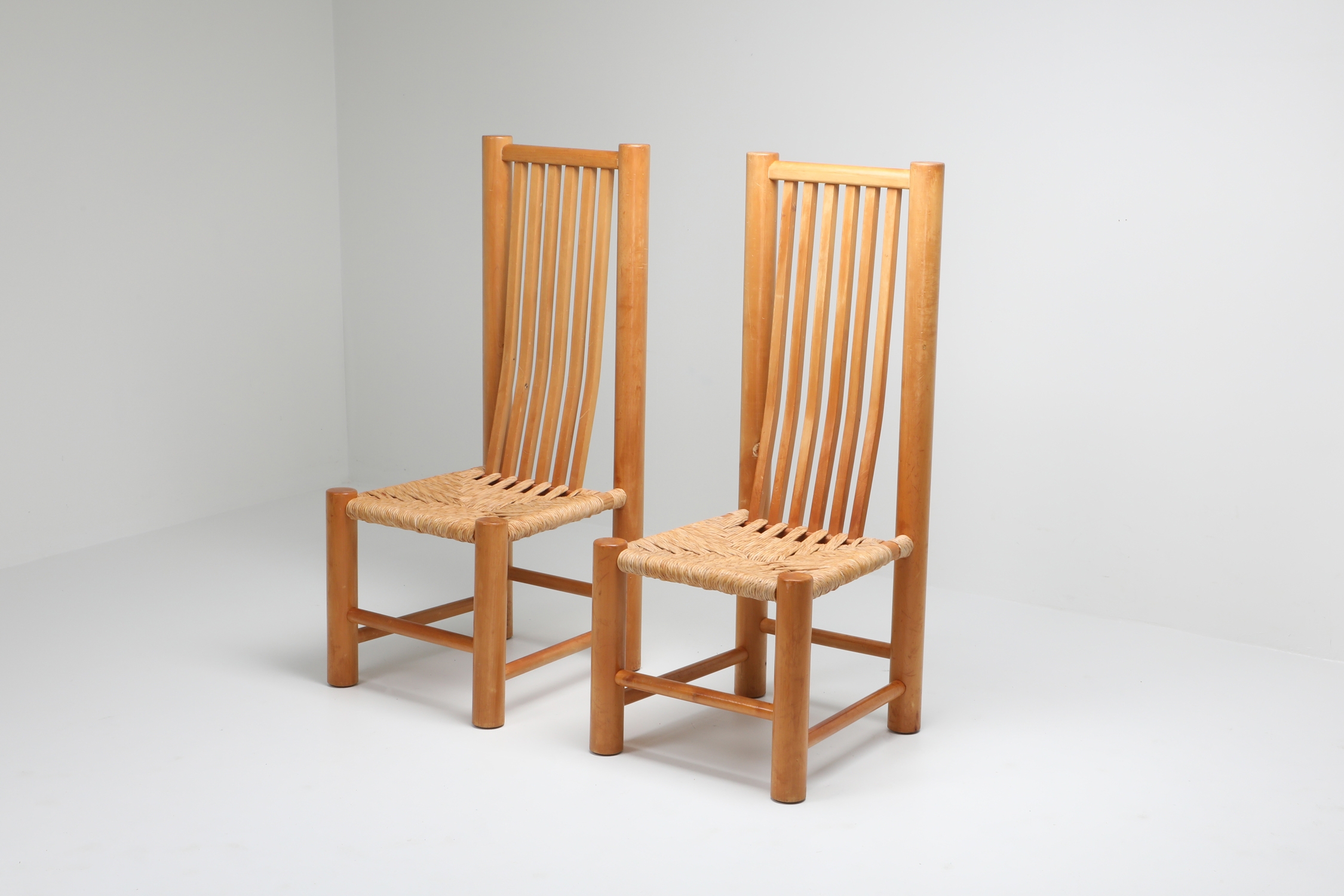 Naturalist Solid Elm Dining Room Chairs In The Style of Pierre Chapo - 1960s
