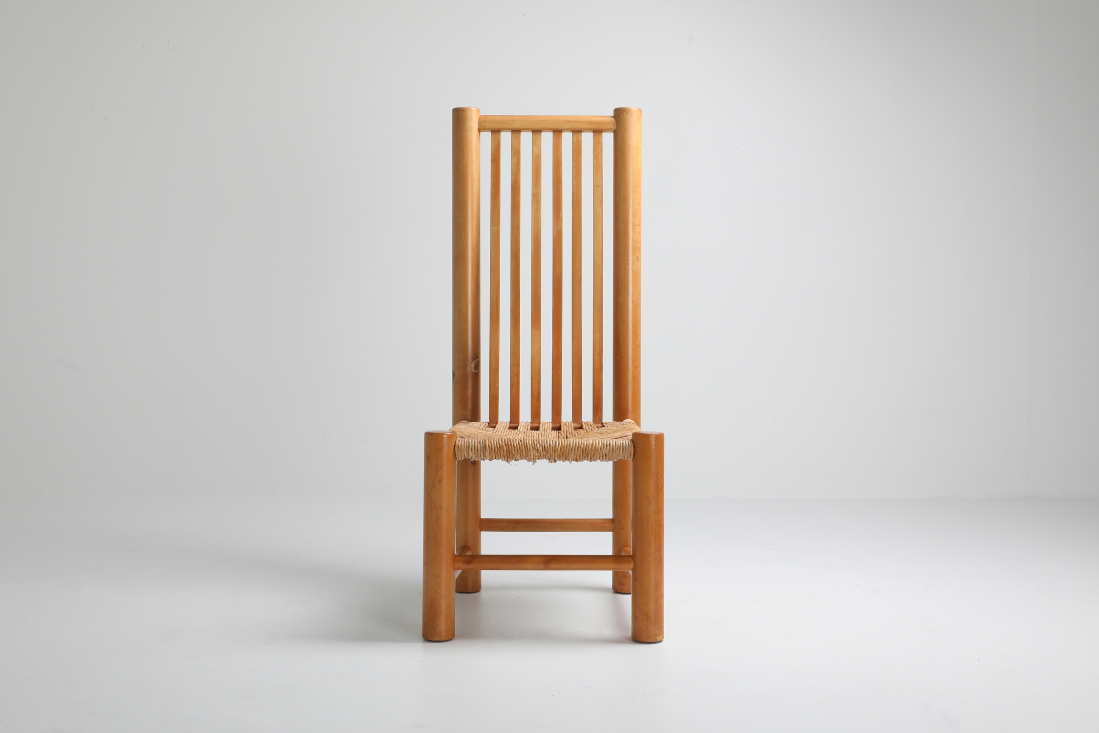 Naturalist Solid Elm Dining Room Chairs In The Style of Pierre Chapo - 1960s