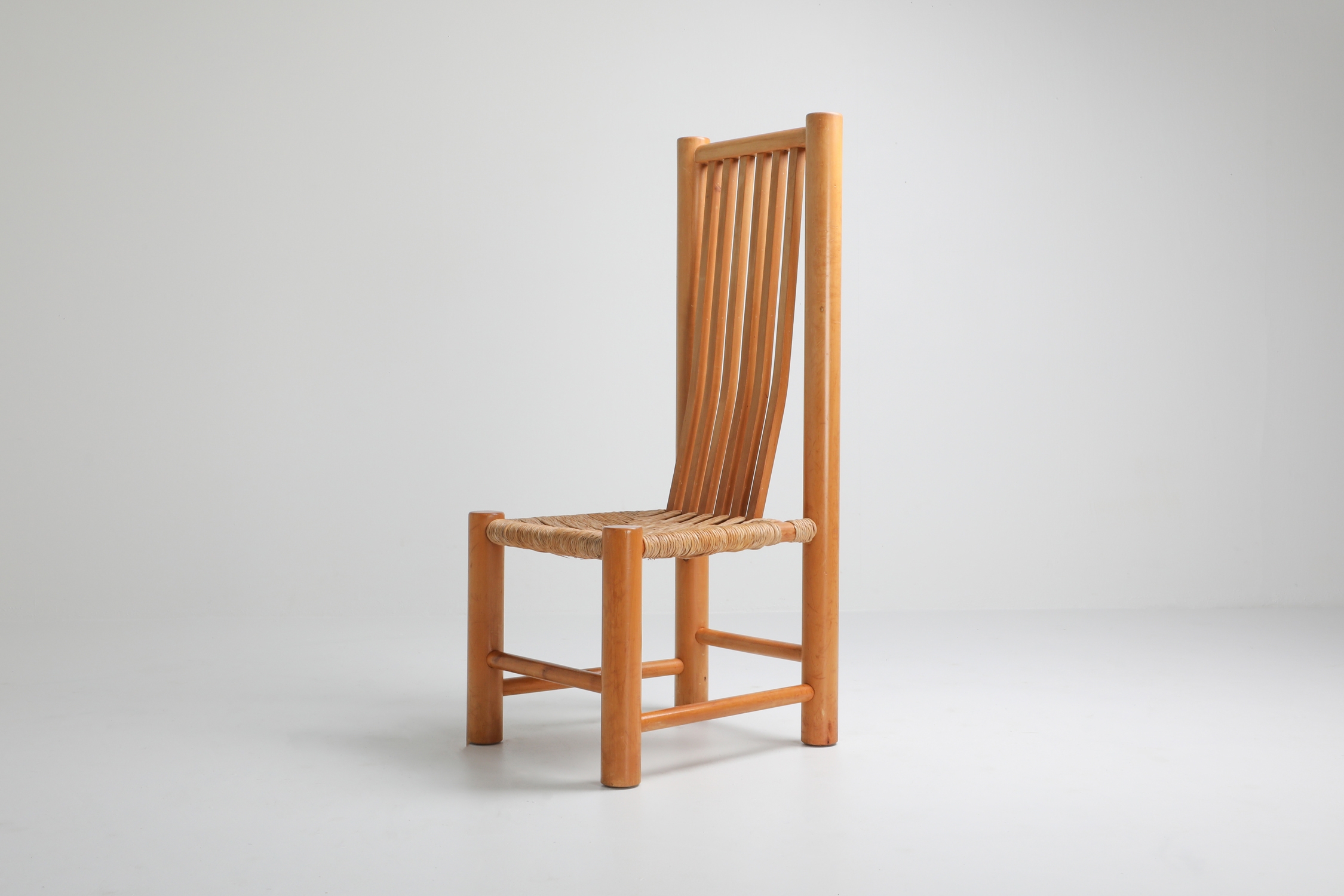 Naturalist Solid Elm Dining Room Chairs In The Style of Pierre Chapo - 1960s