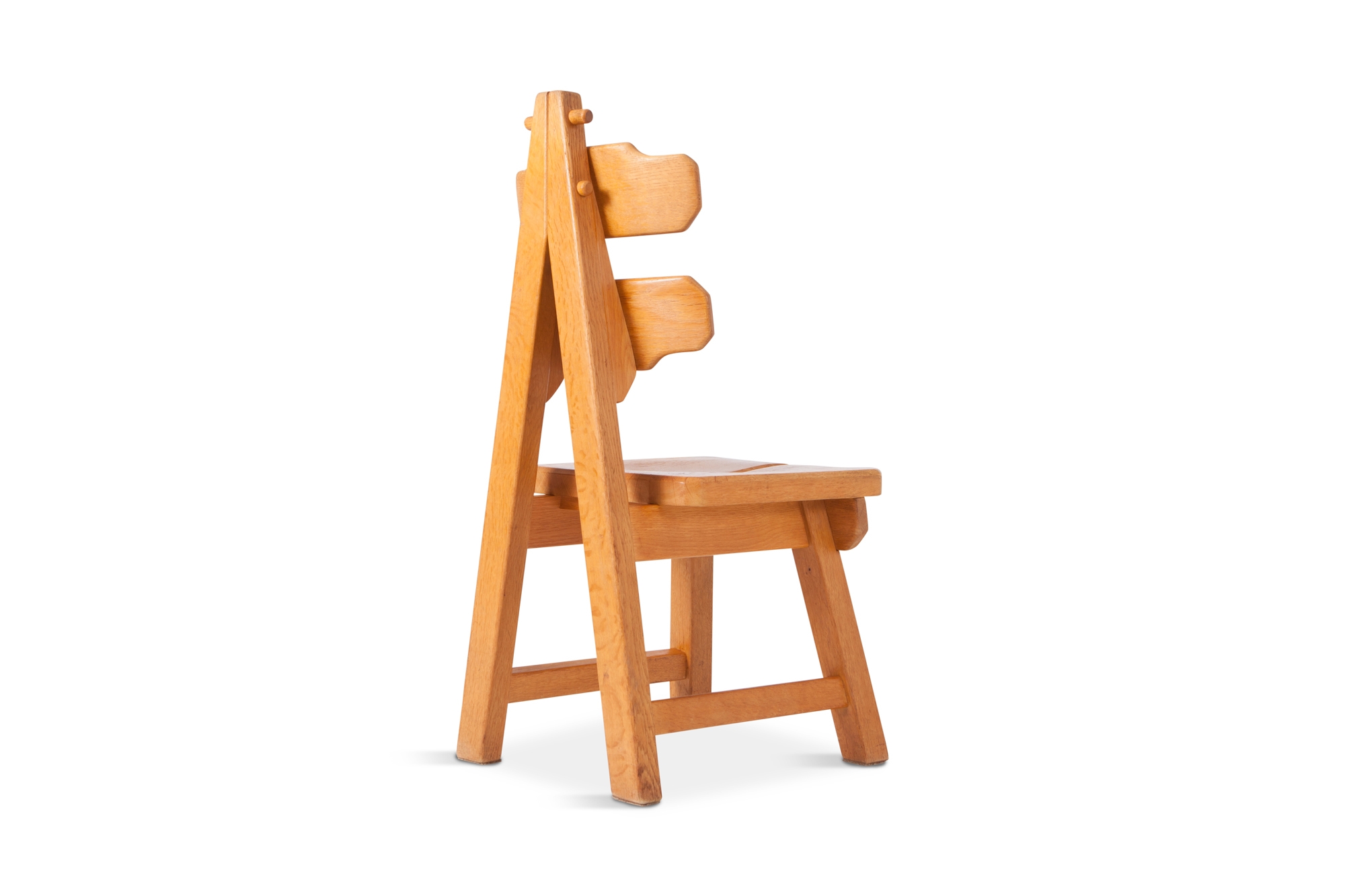 Brutalist Oak Spanish Dining Chairs - 1970s
