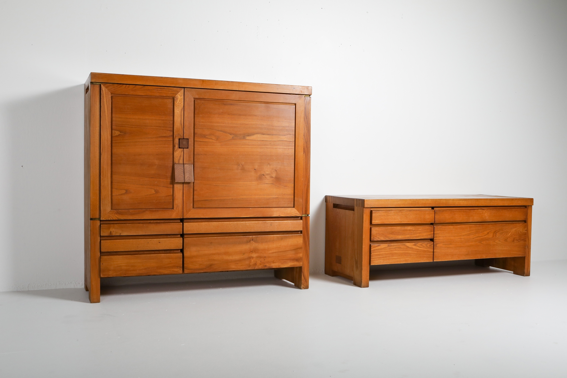 Pierre Chapo's Two-Door Five-Drawer Cabinet R18 - 1960's