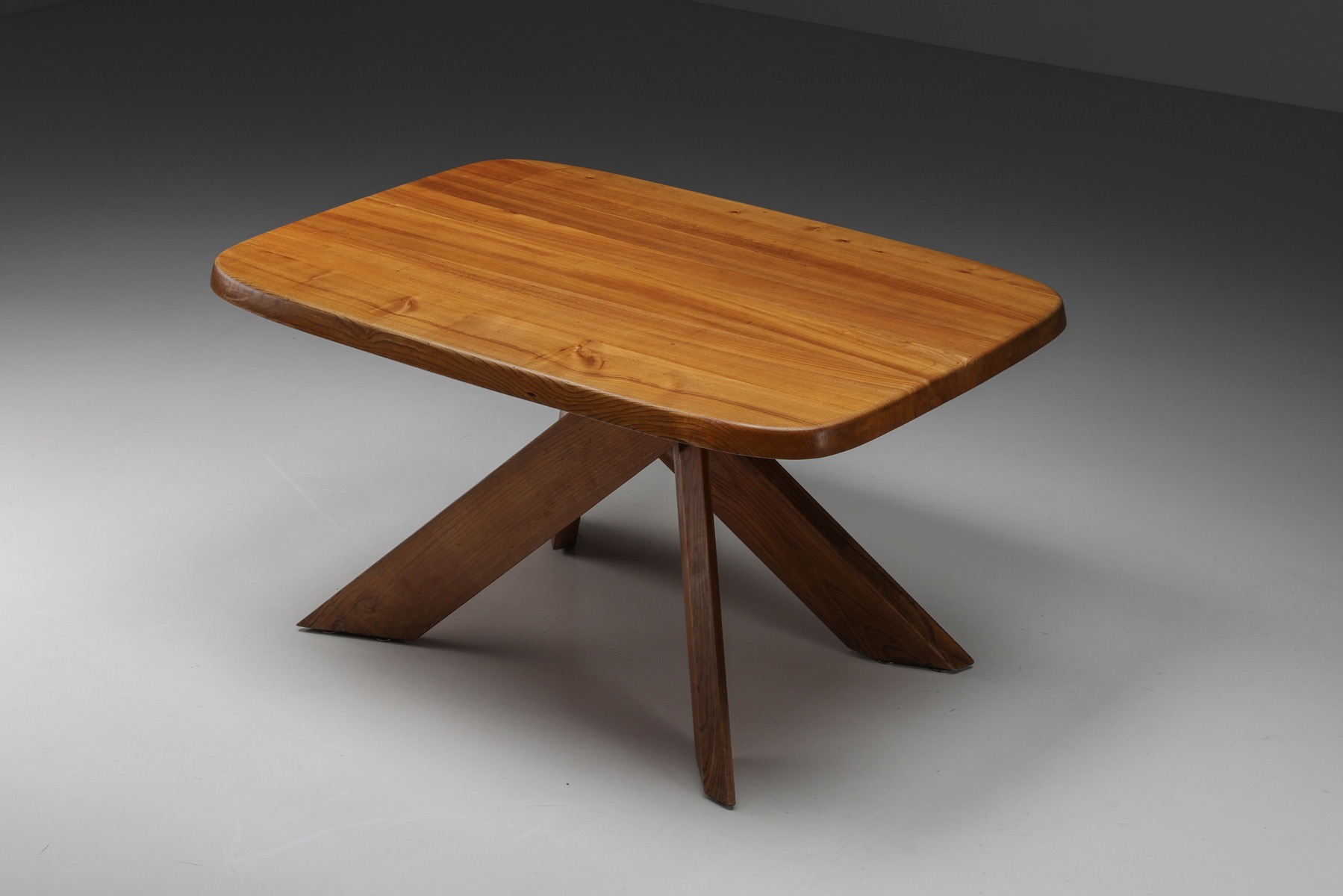Pierre Chapo Solid Elm Dining Table Model 'T35B' - 1960s