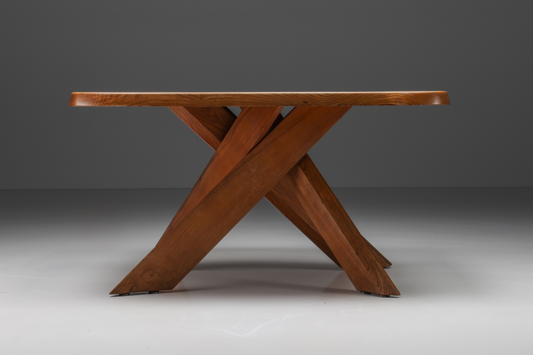 Pierre Chapo Solid Elm Dining Table Model 'T35B' - 1960s