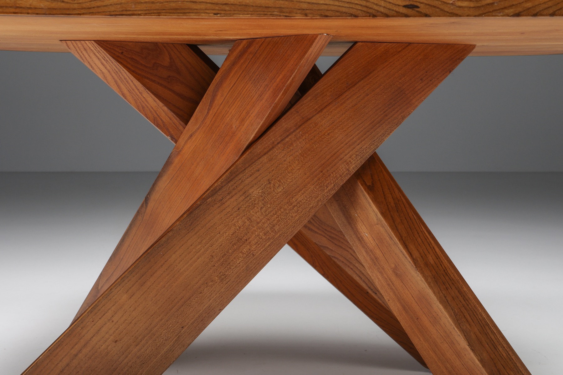Pierre Chapo Solid Elm Dining Table Model 'T35B' - 1960s