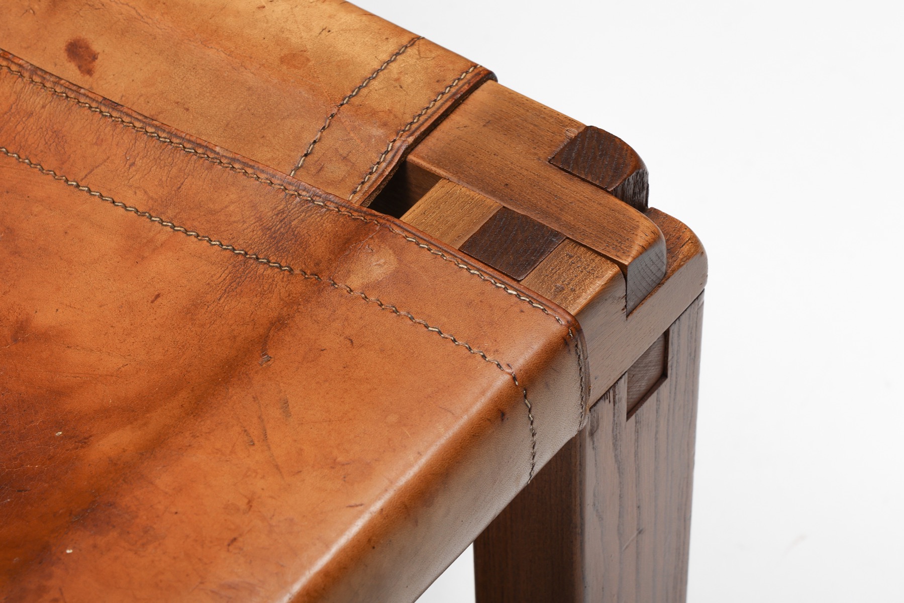 Pierre Chapo S11 Solid Elm & Leather Dining Chairs - 1960's
