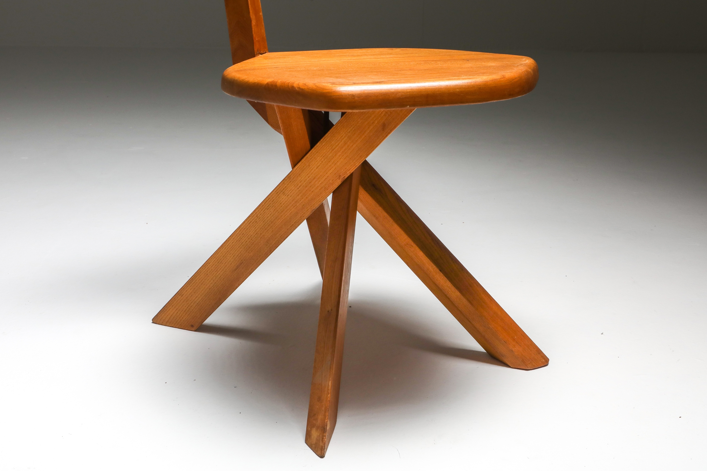 Chapo 'S34' Dining Chairs in Solid Elm - 1960's