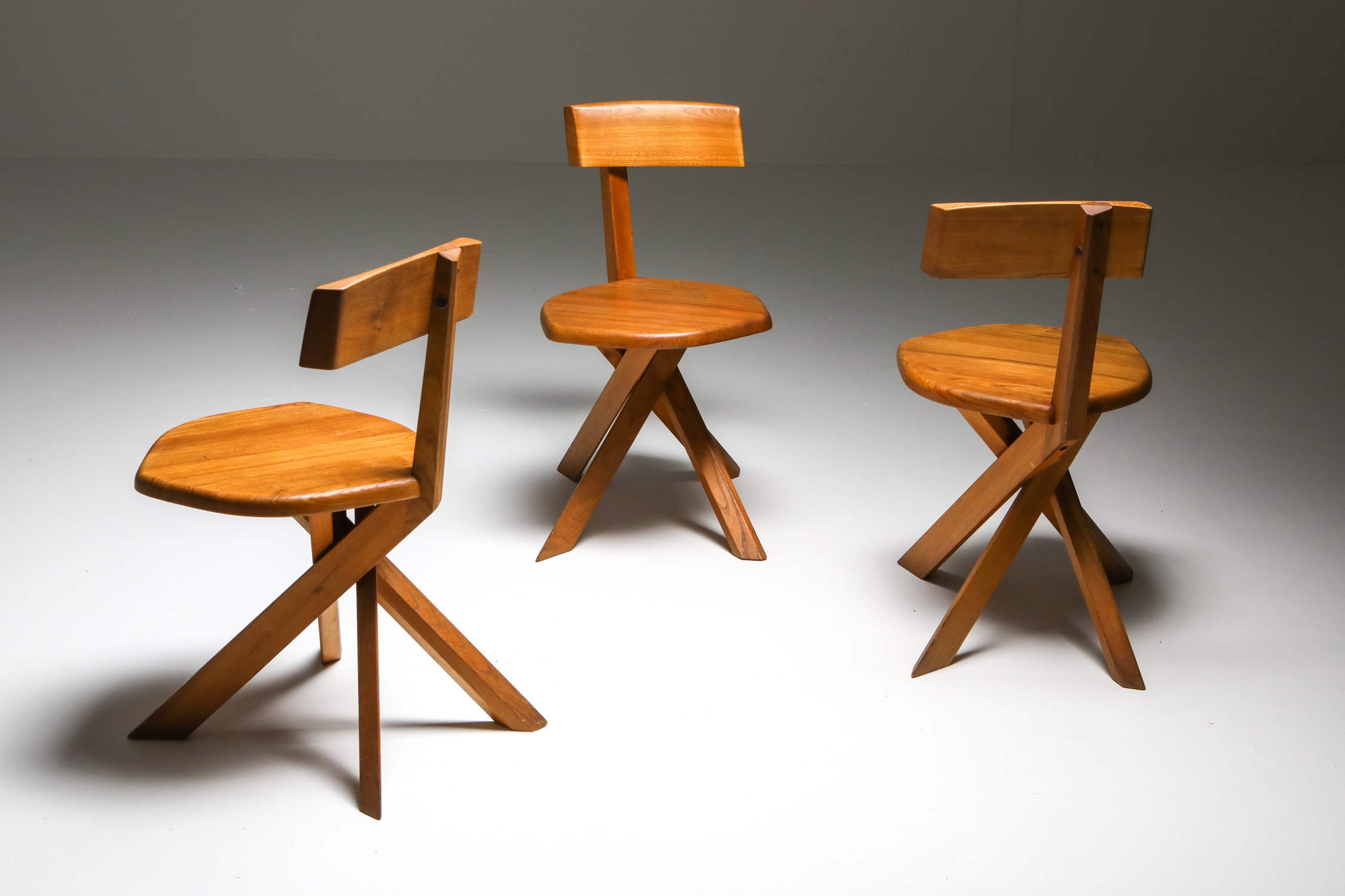 Chapo 'S34' Dining Chairs in Solid Elm - 1960's