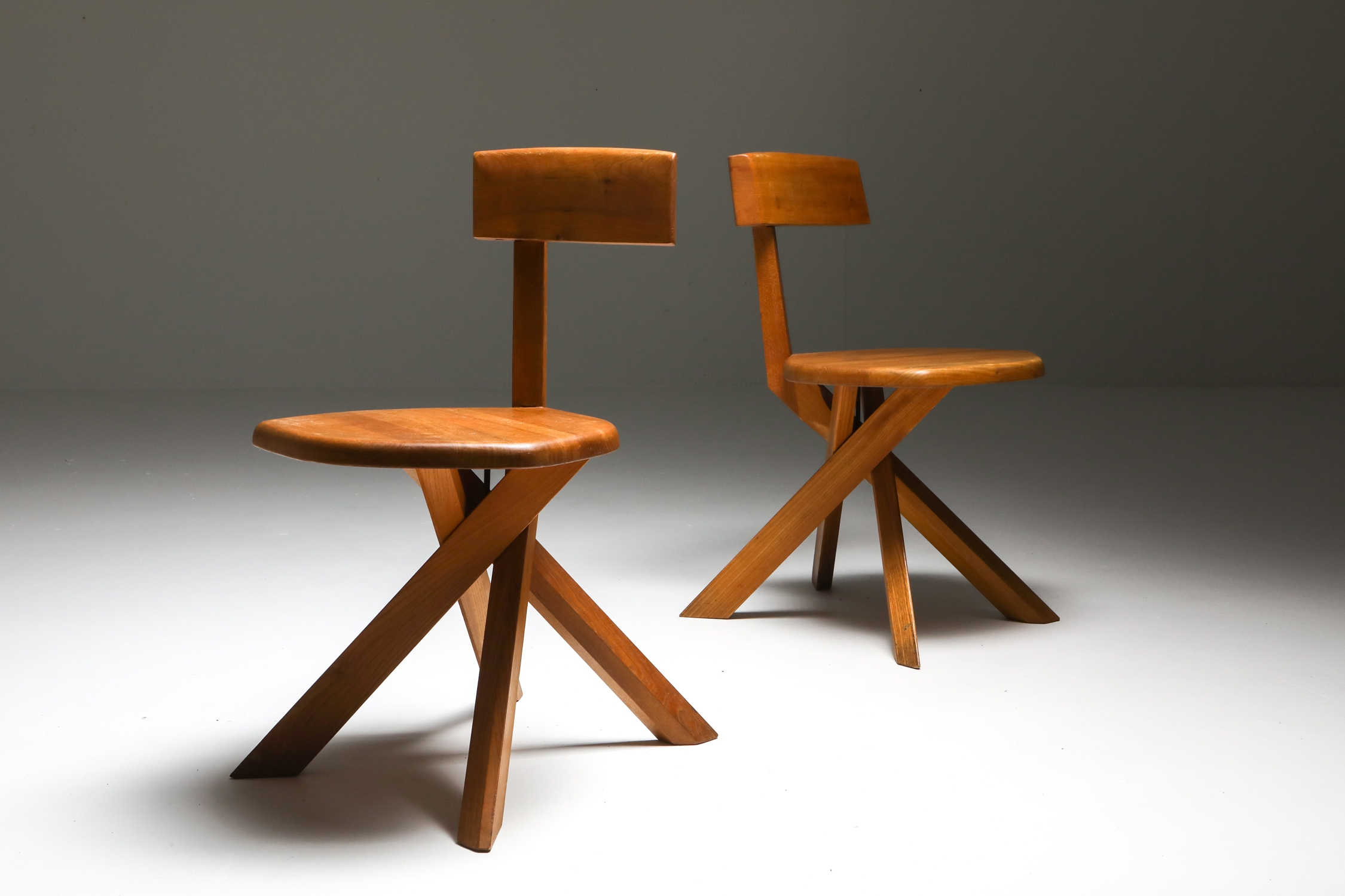 Chapo 'S34' Dining Chairs in Solid Elm - 1960's