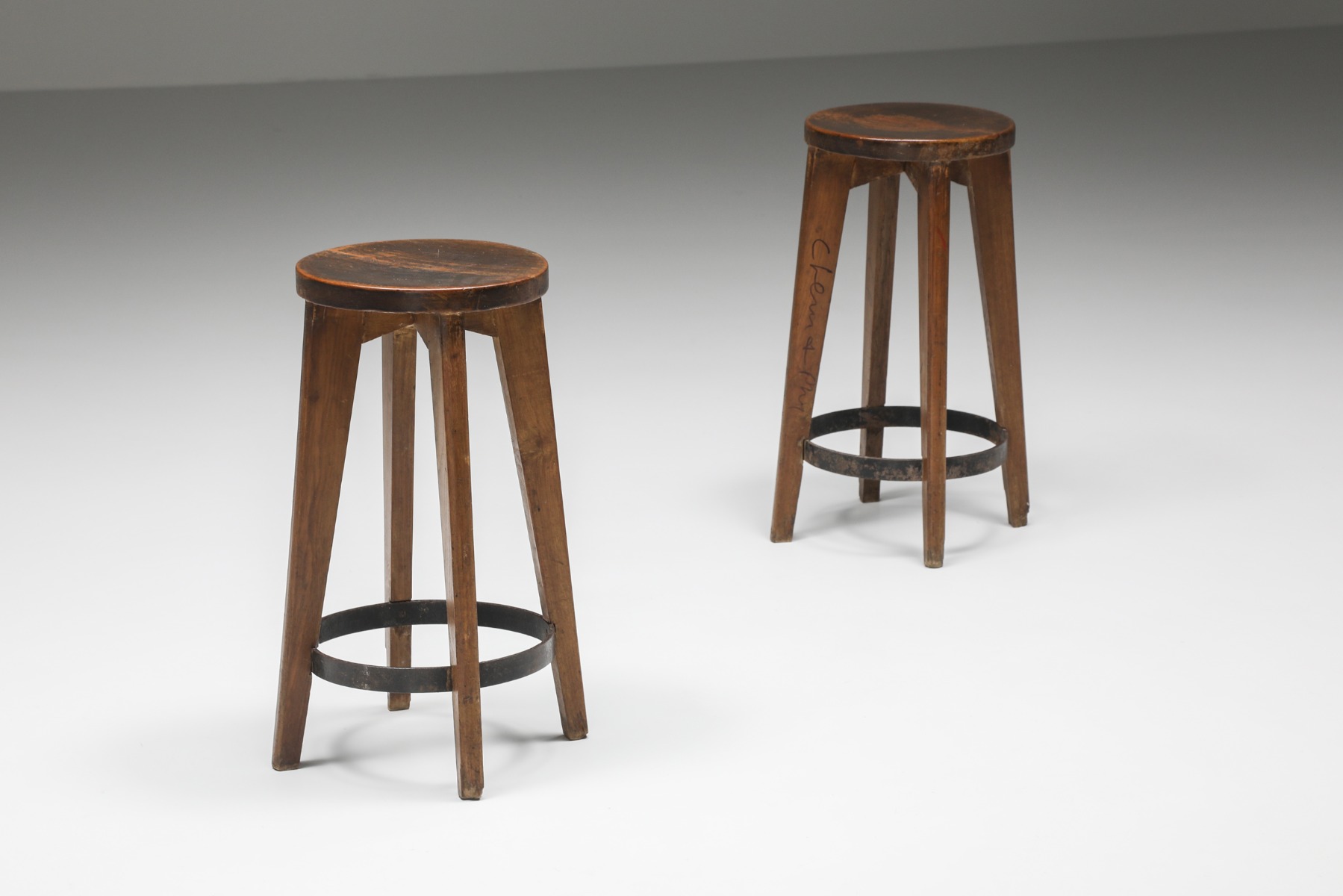 Pierre Jeanneret Set Of Chandigarh Stools - 1960's