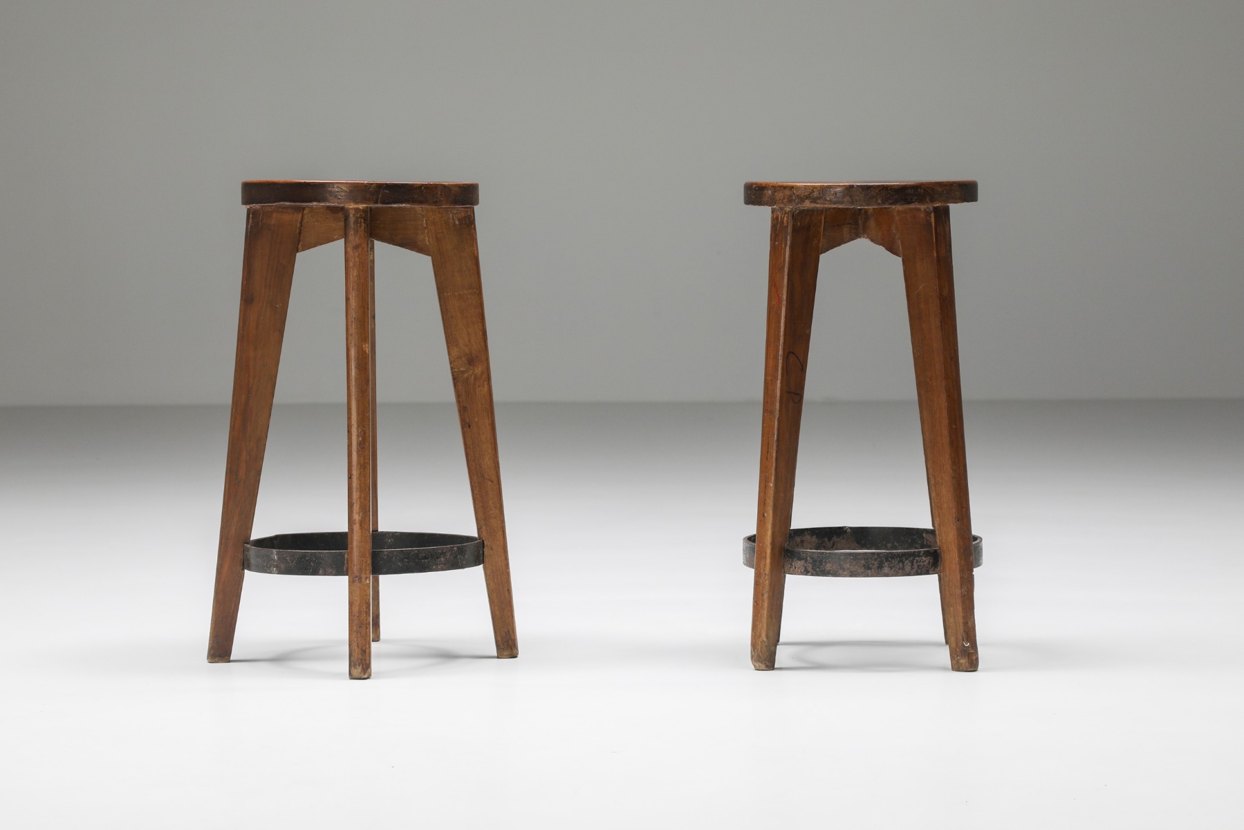 Pierre Jeanneret Set Of Chandigarh Stools - 1960's