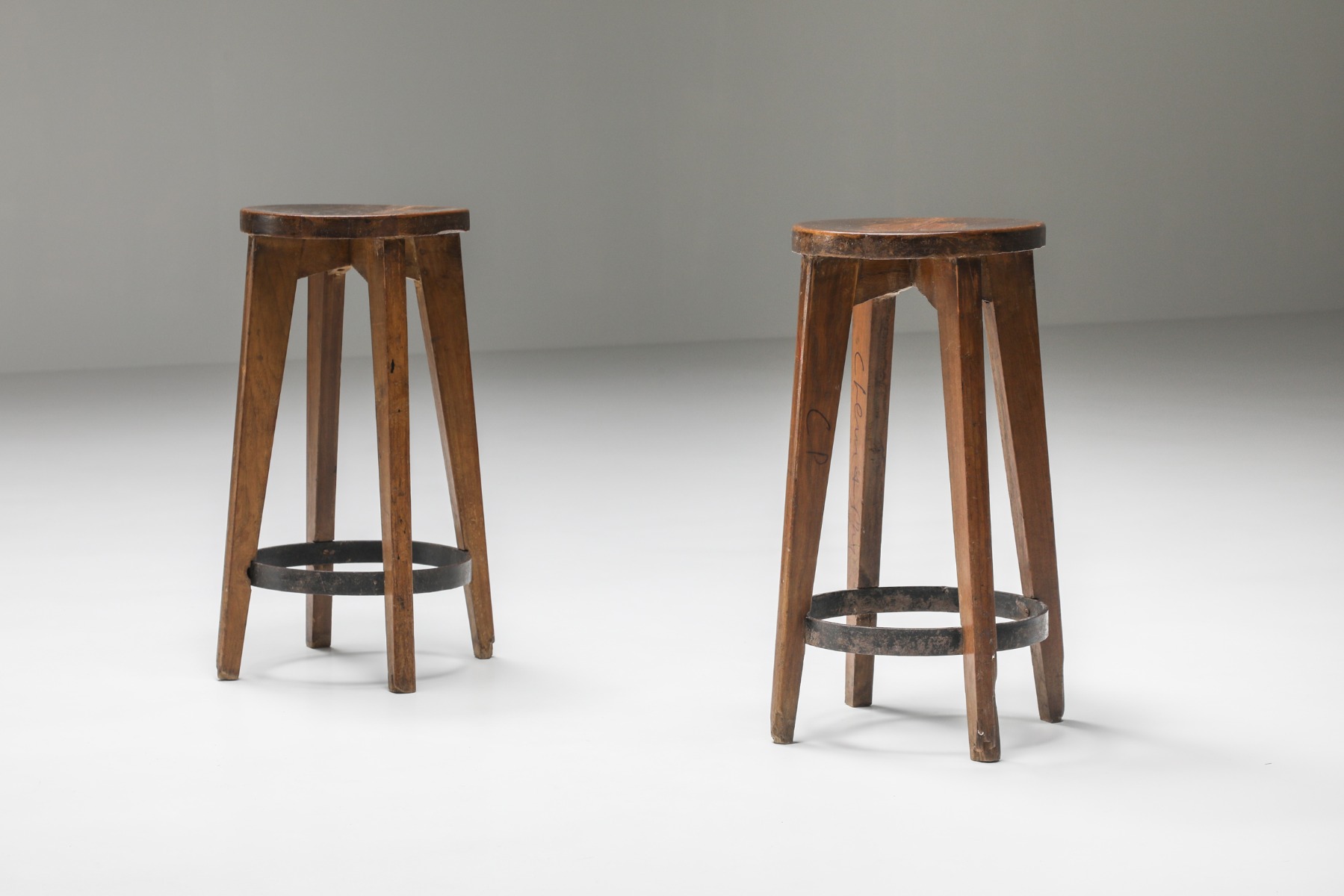 Pierre Jeanneret Set Of Chandigarh Stools - 1960's