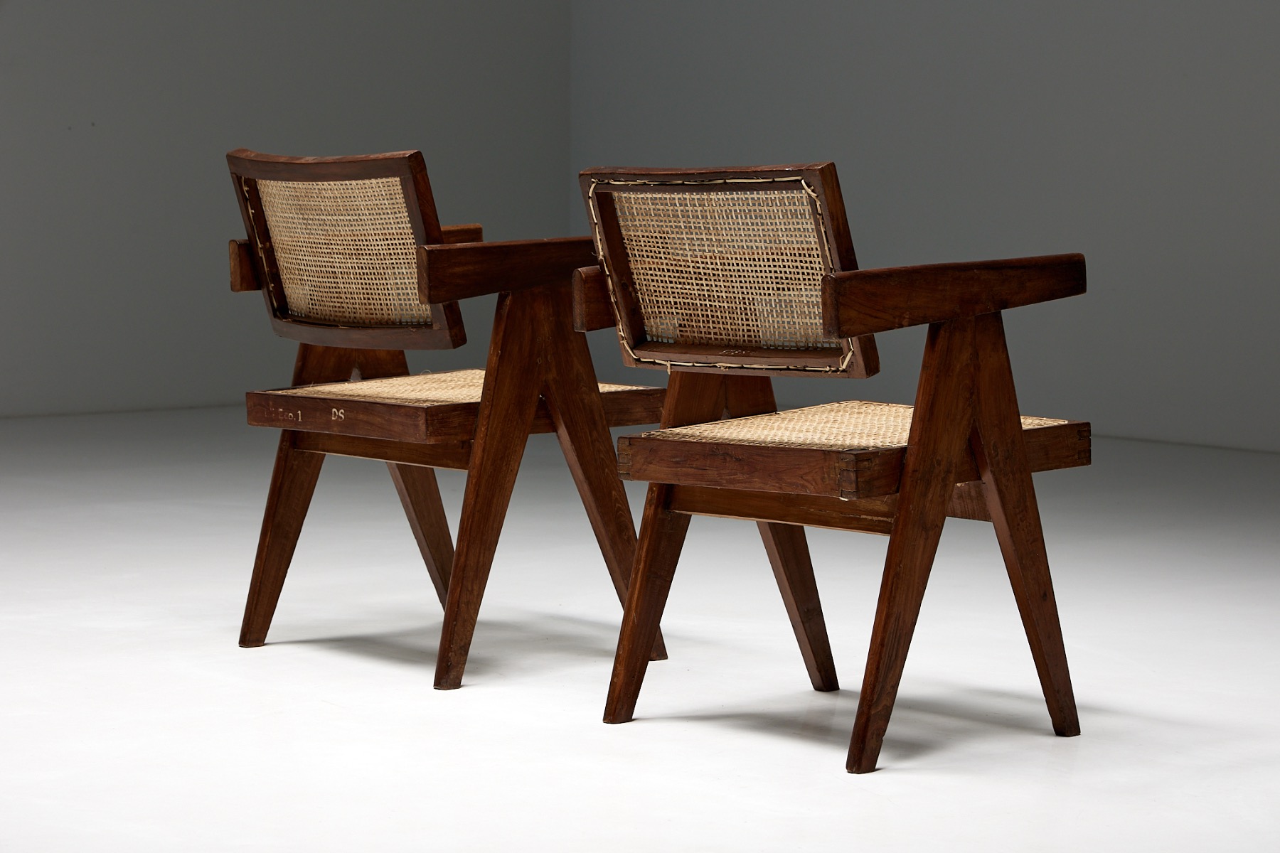 Office Cane Chairs by Pierre Jeanneret - 1955