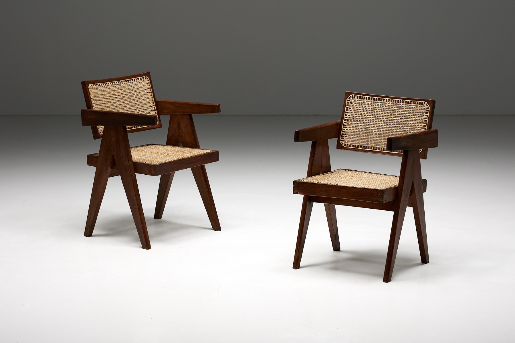 Office Cane Chairs by Pierre Jeanneret - 1955
