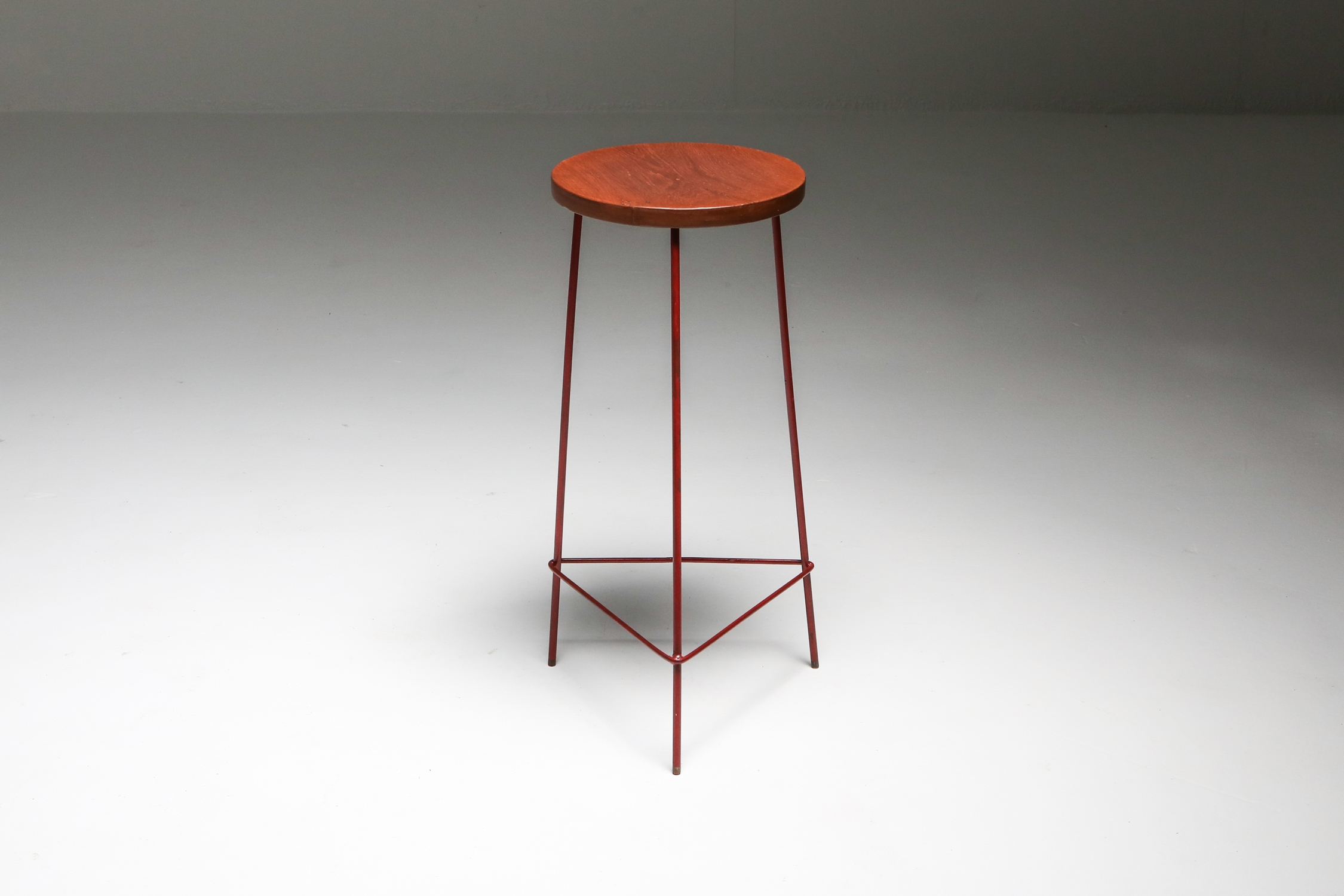 Jeanneret Teak and Iron Stool, Set of Four - 1960's