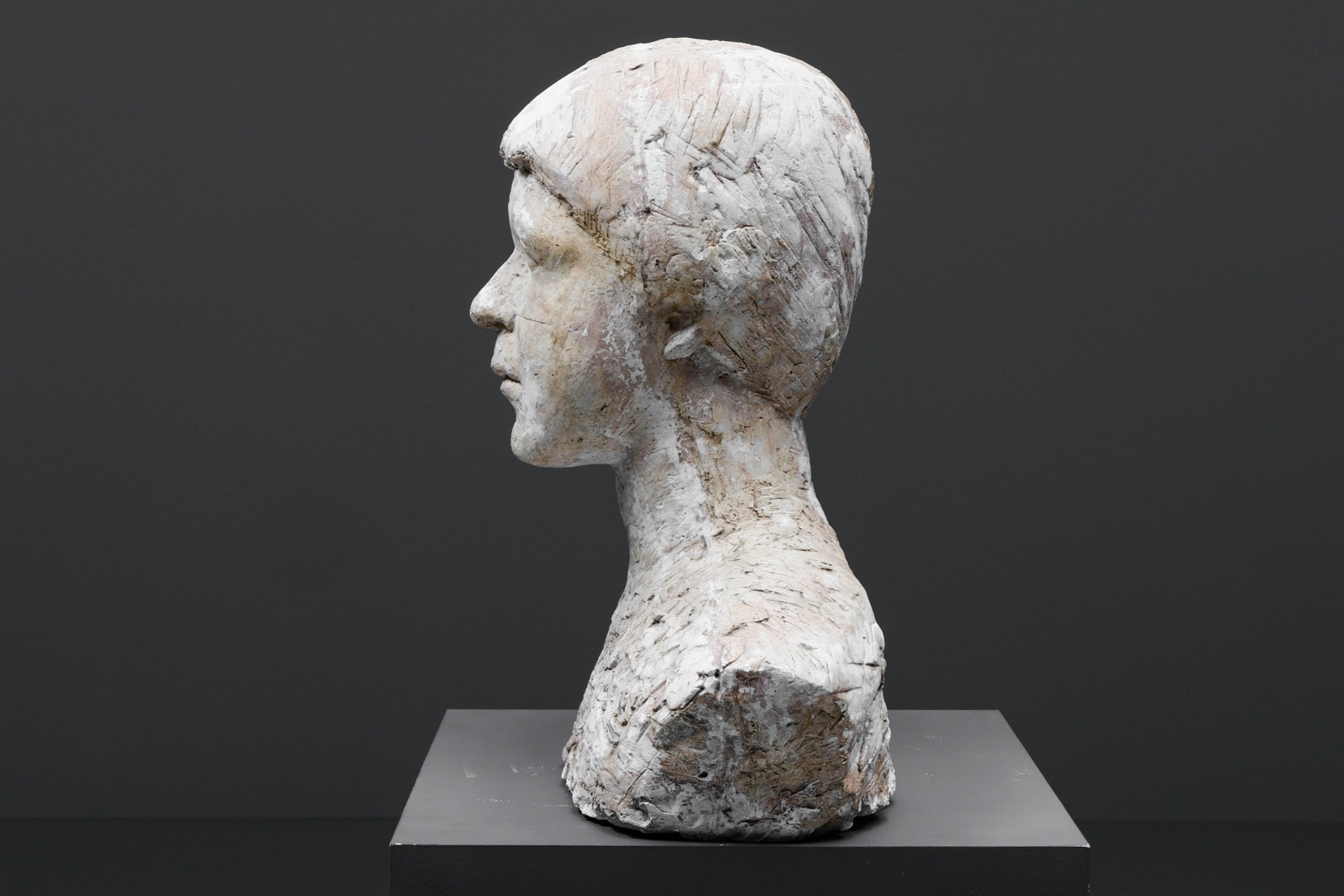 Rustic Plaster Bust, Head Sculpture - 1970's