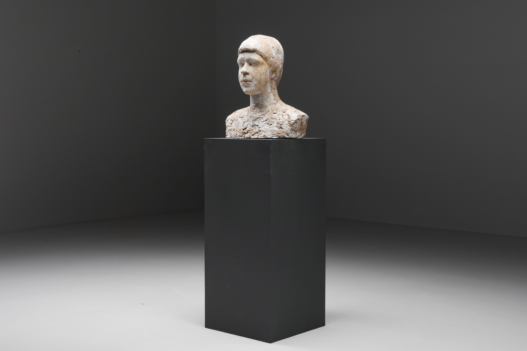 Rustic Plaster Bust, Head Sculpture - 1970's