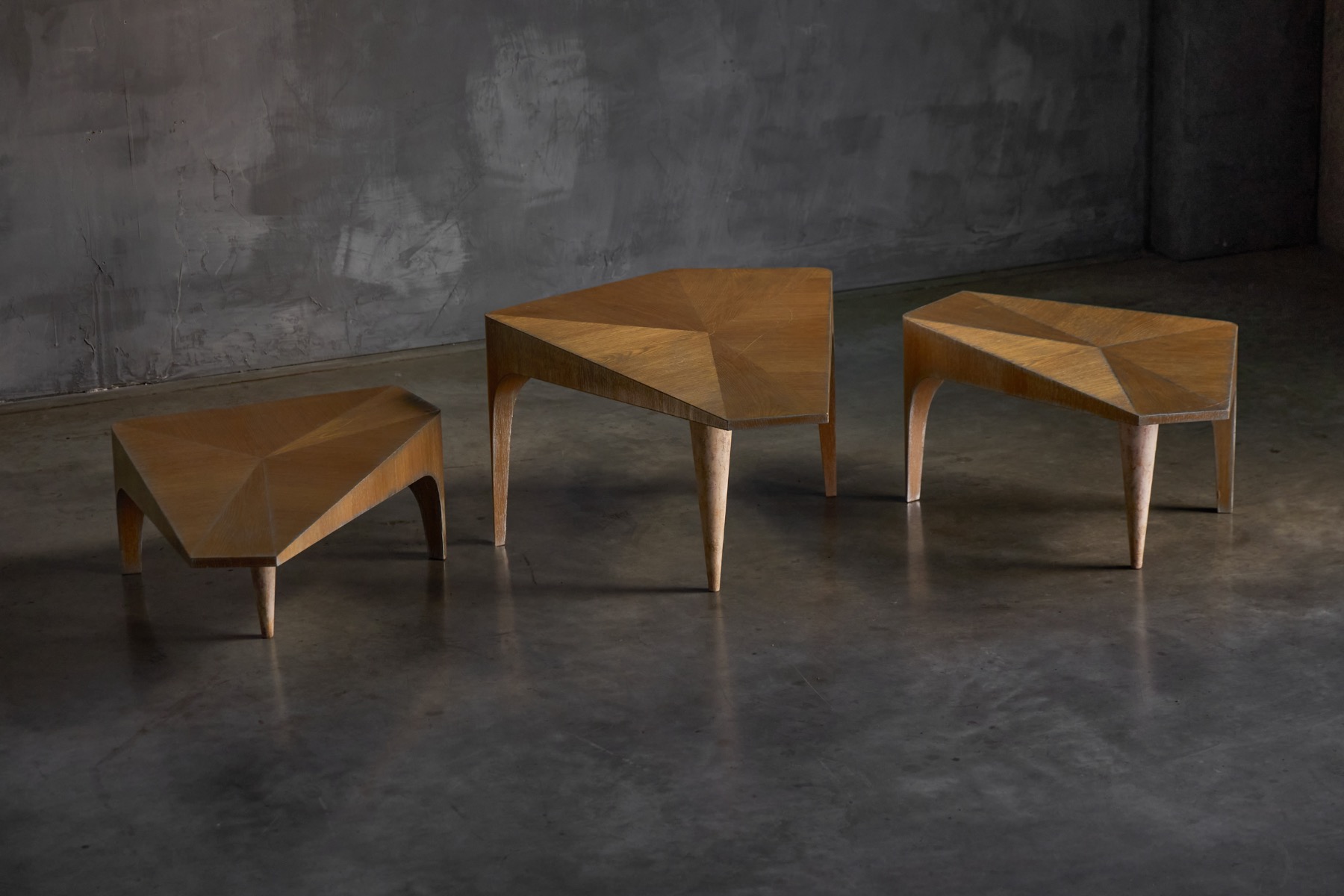 Postmodern Oak Nesting Coffee Tables, Italy - 1980s