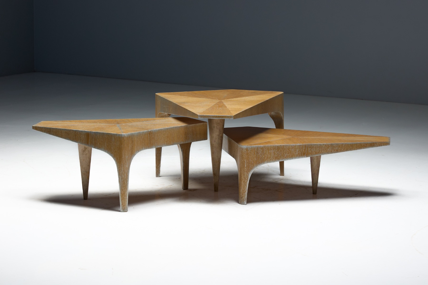 Postmodern Oak Nesting Coffee Tables, Italy - 1980s