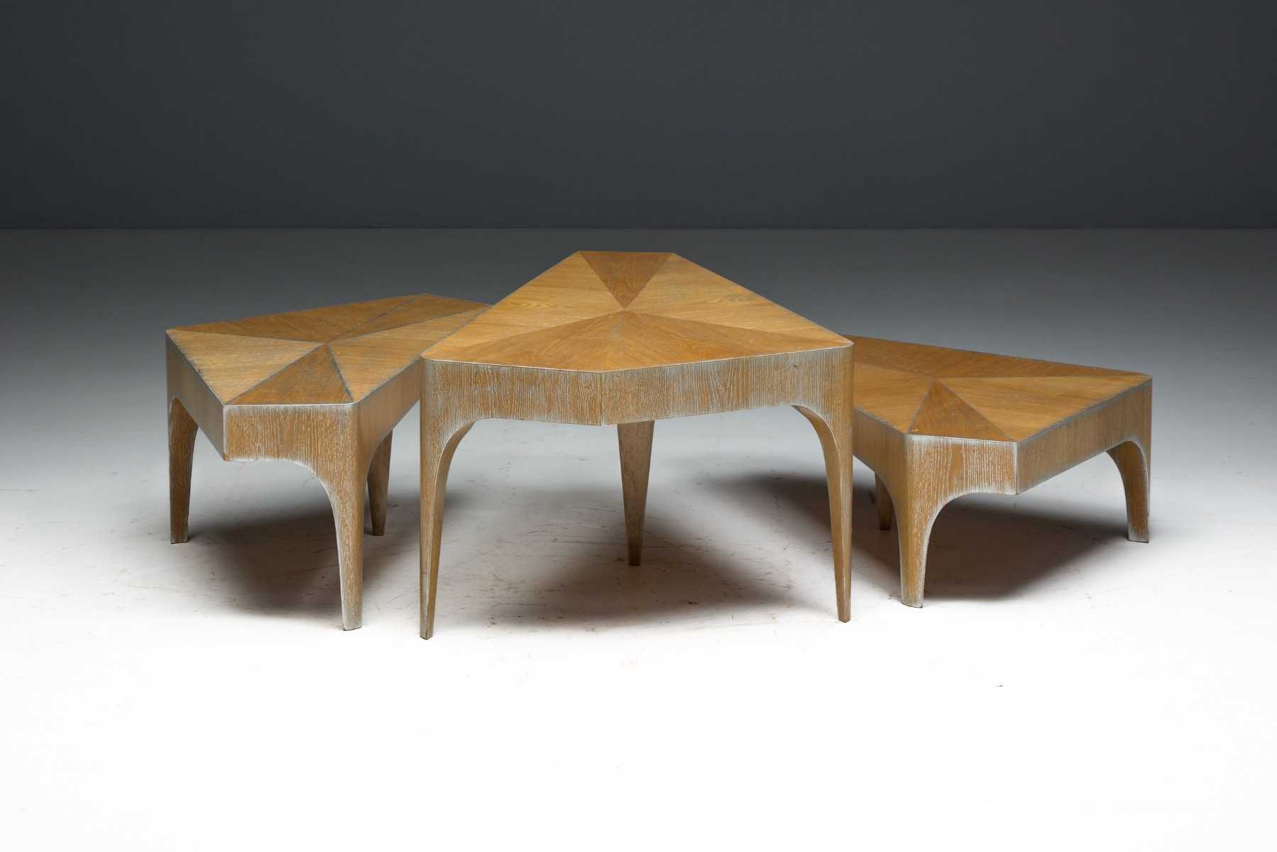 Postmodern Oak Nesting Coffee Tables, Italy - 1980s
