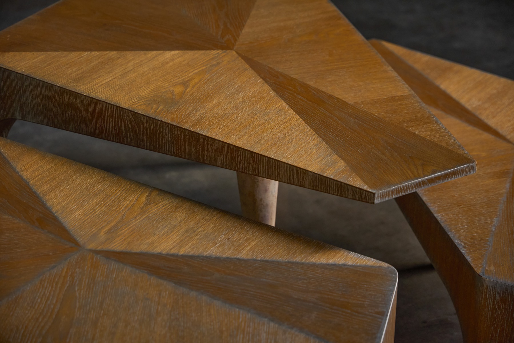 Postmodern Oak Nesting Coffee Tables, Italy - 1980s
