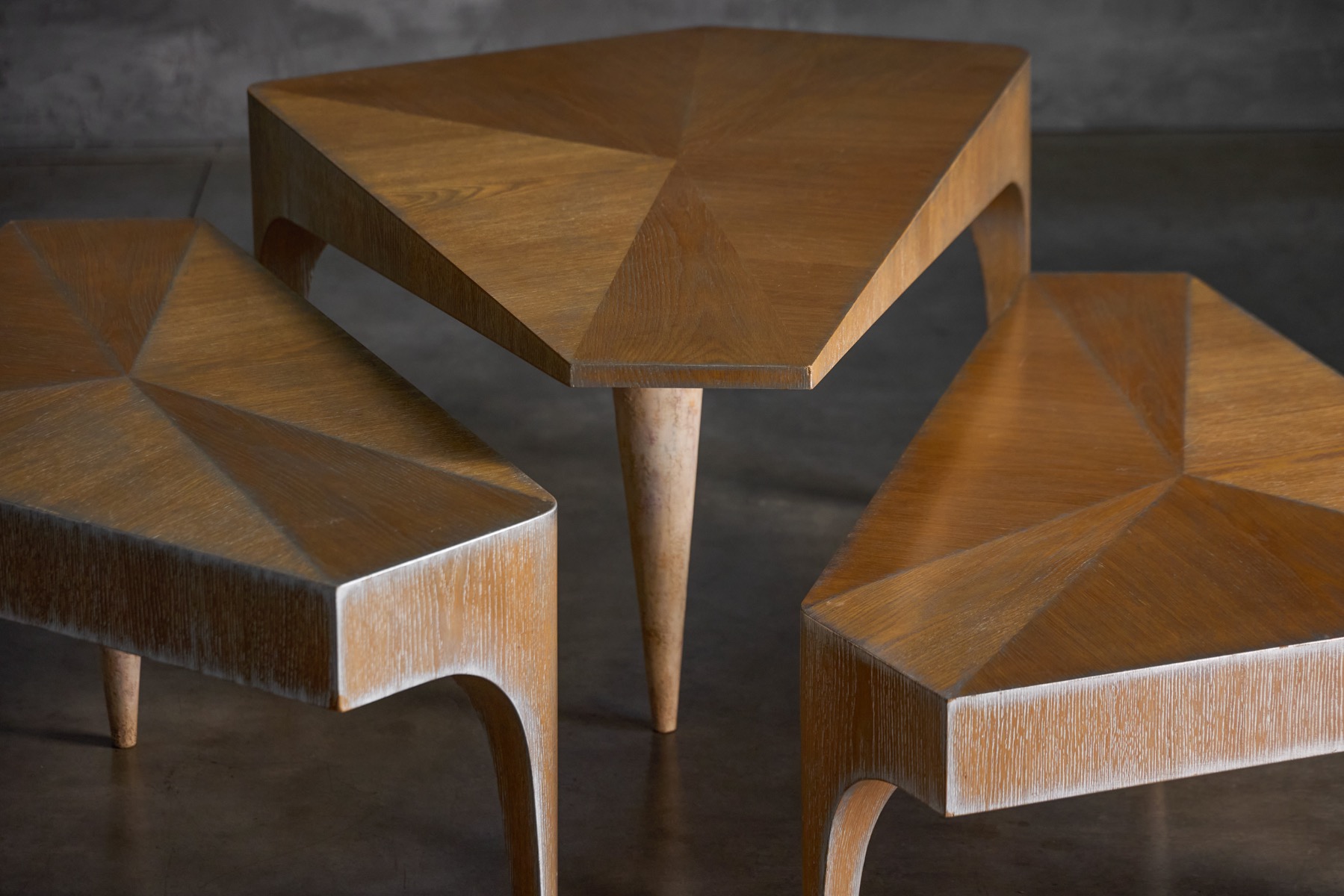 Postmodern Oak Nesting Coffee Tables, Italy - 1980s