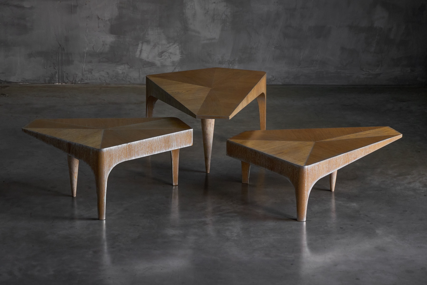 Postmodern Oak Nesting Coffee Tables, Italy - 1980s