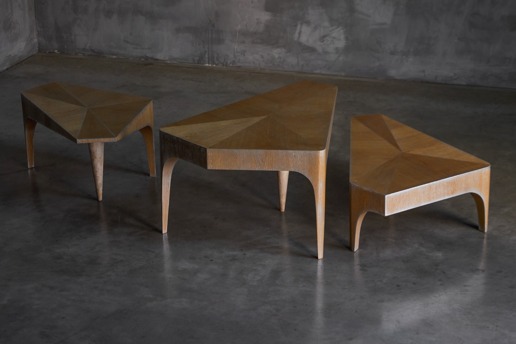 Postmodern Oak Nesting Coffee Tables, Italy - 1980s