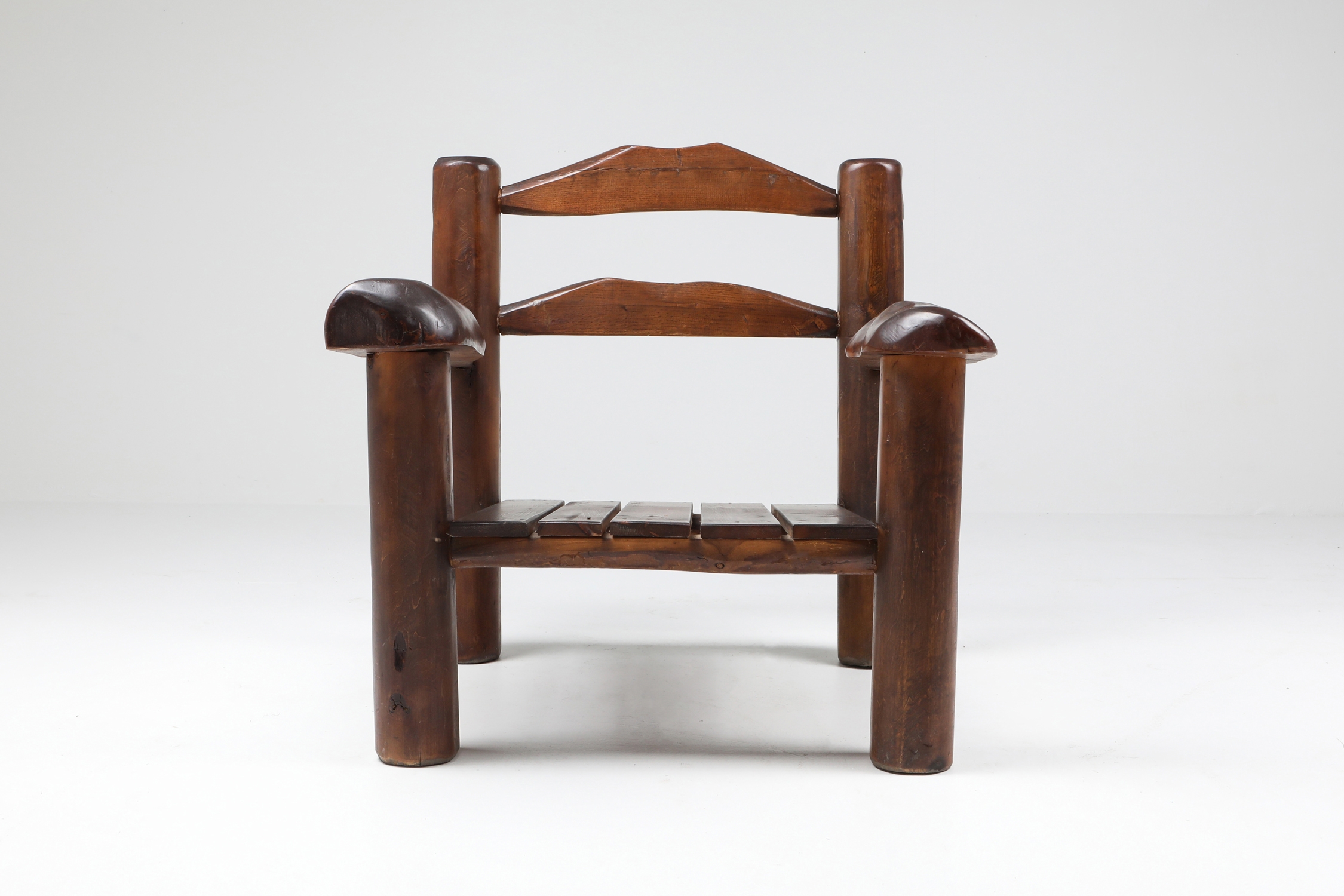 Rustic Wooden Wabi Sabi Lounge Chairs - 1950s