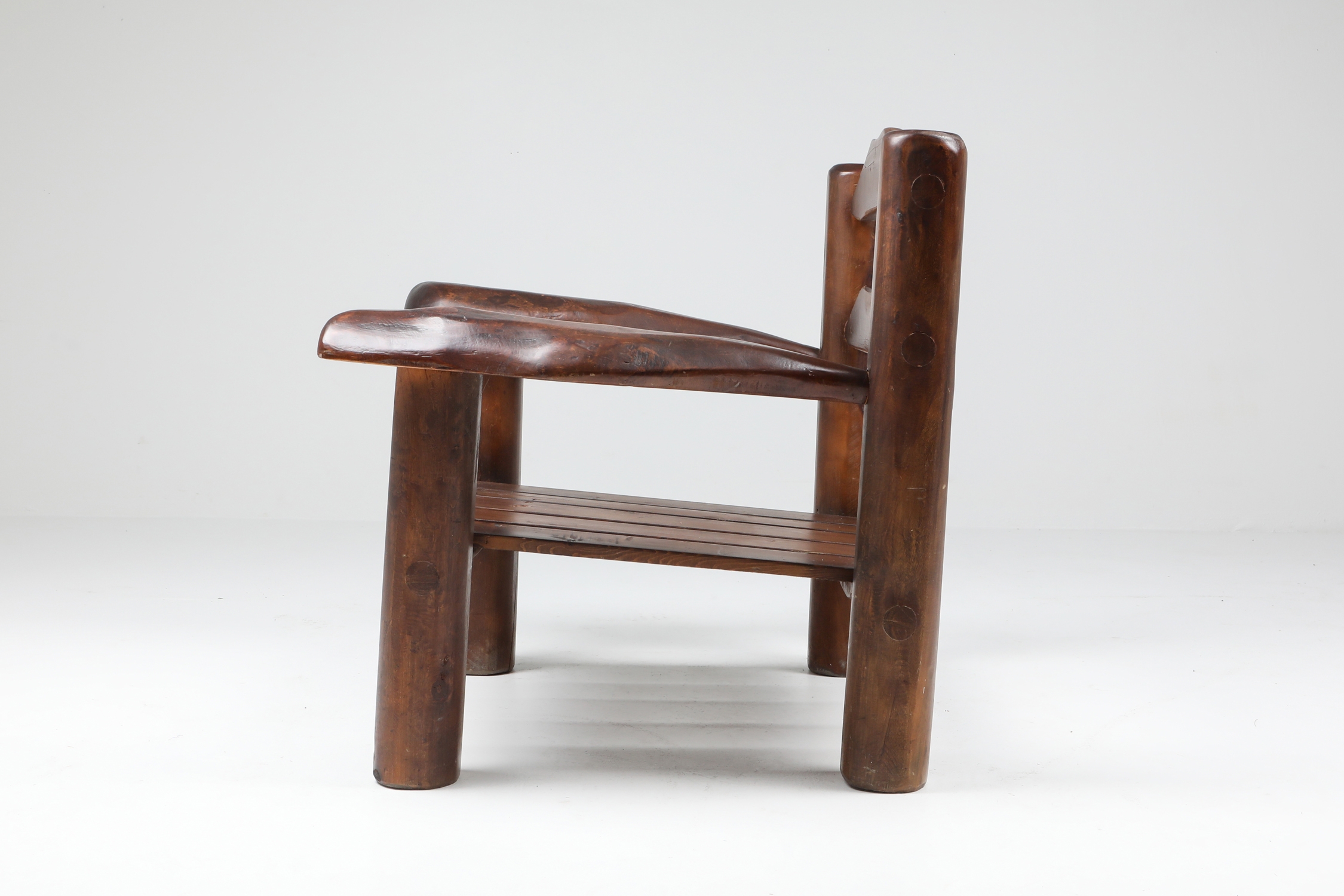 Rustic Wooden Wabi Sabi Lounge Chairs - 1950s