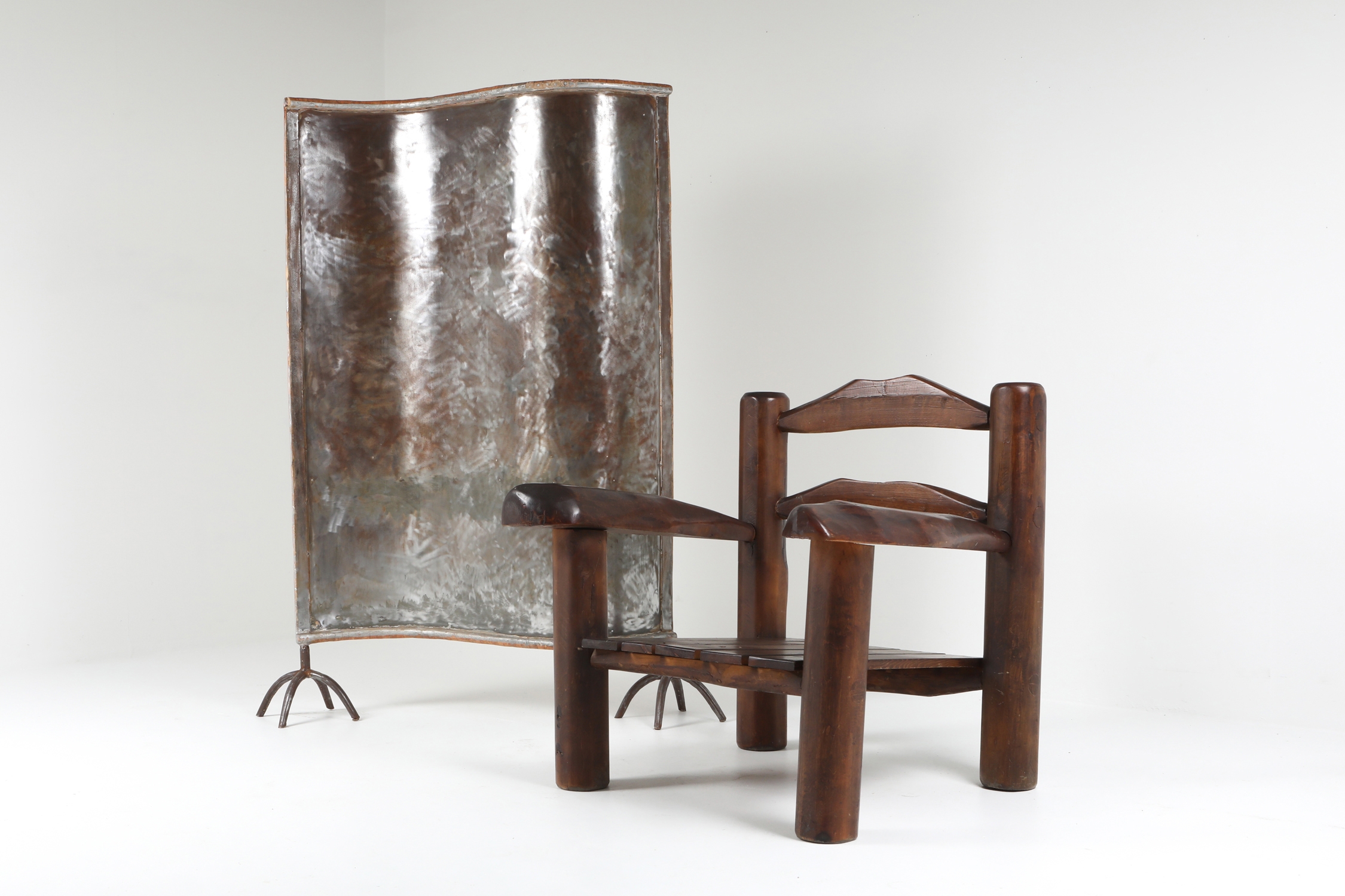 Rustic Wooden Wabi Sabi Lounge Chairs - 1950s