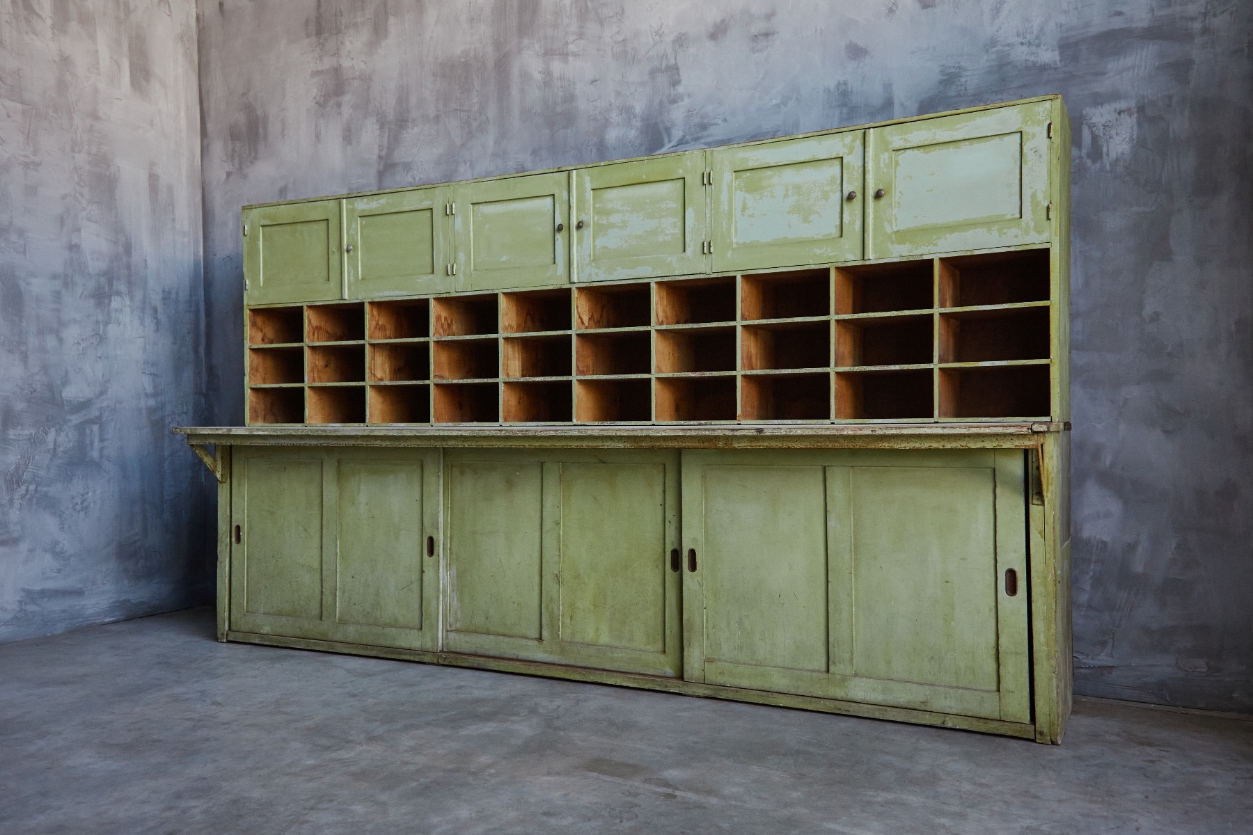 Primitive Green Apothecary Cabinet - 19th Century