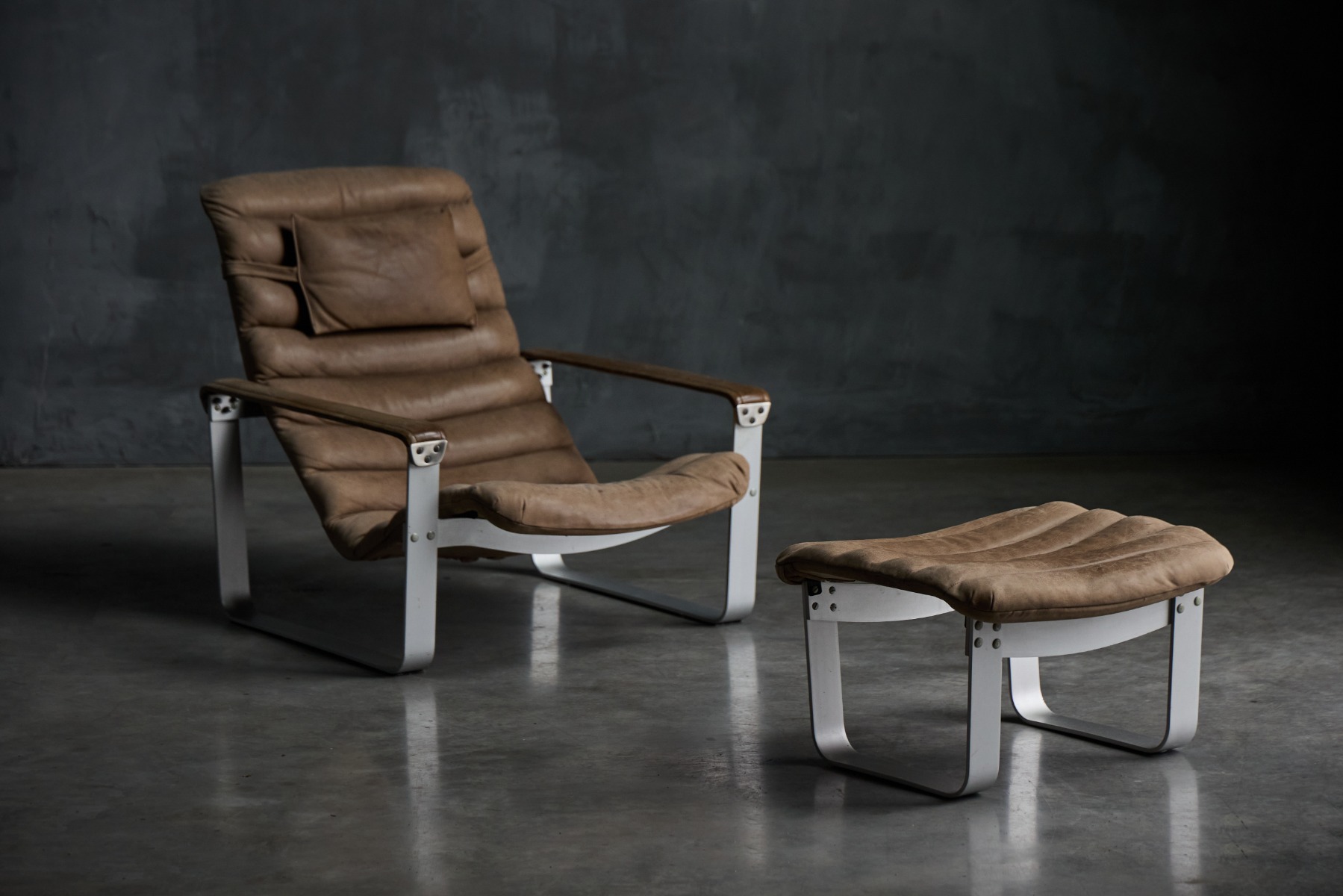 Pulkka Lounge Chair with Ottoman by Ilmari Lappalainen for Asko - 1960s