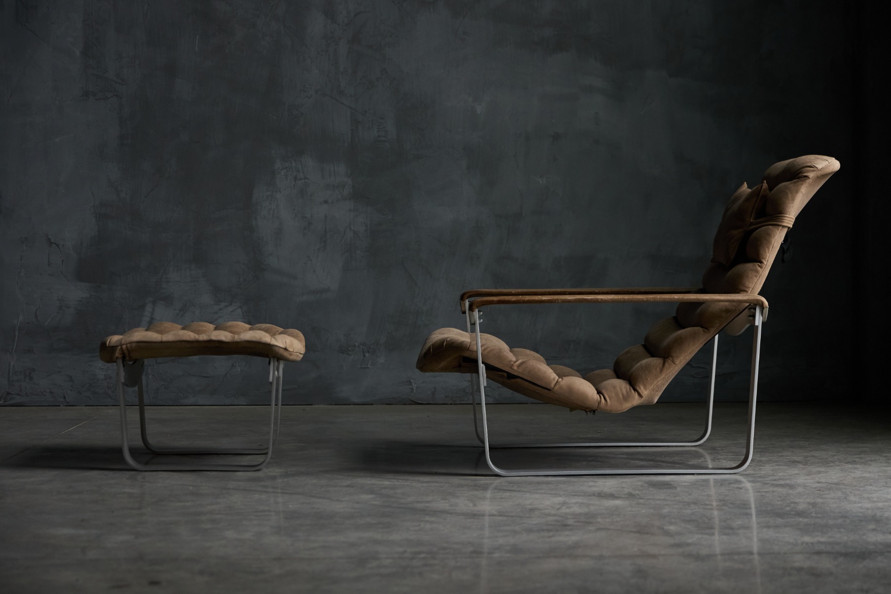 Pulkka Lounge Chair with Ottoman by Ilmari Lappalainen for Asko - 1960s