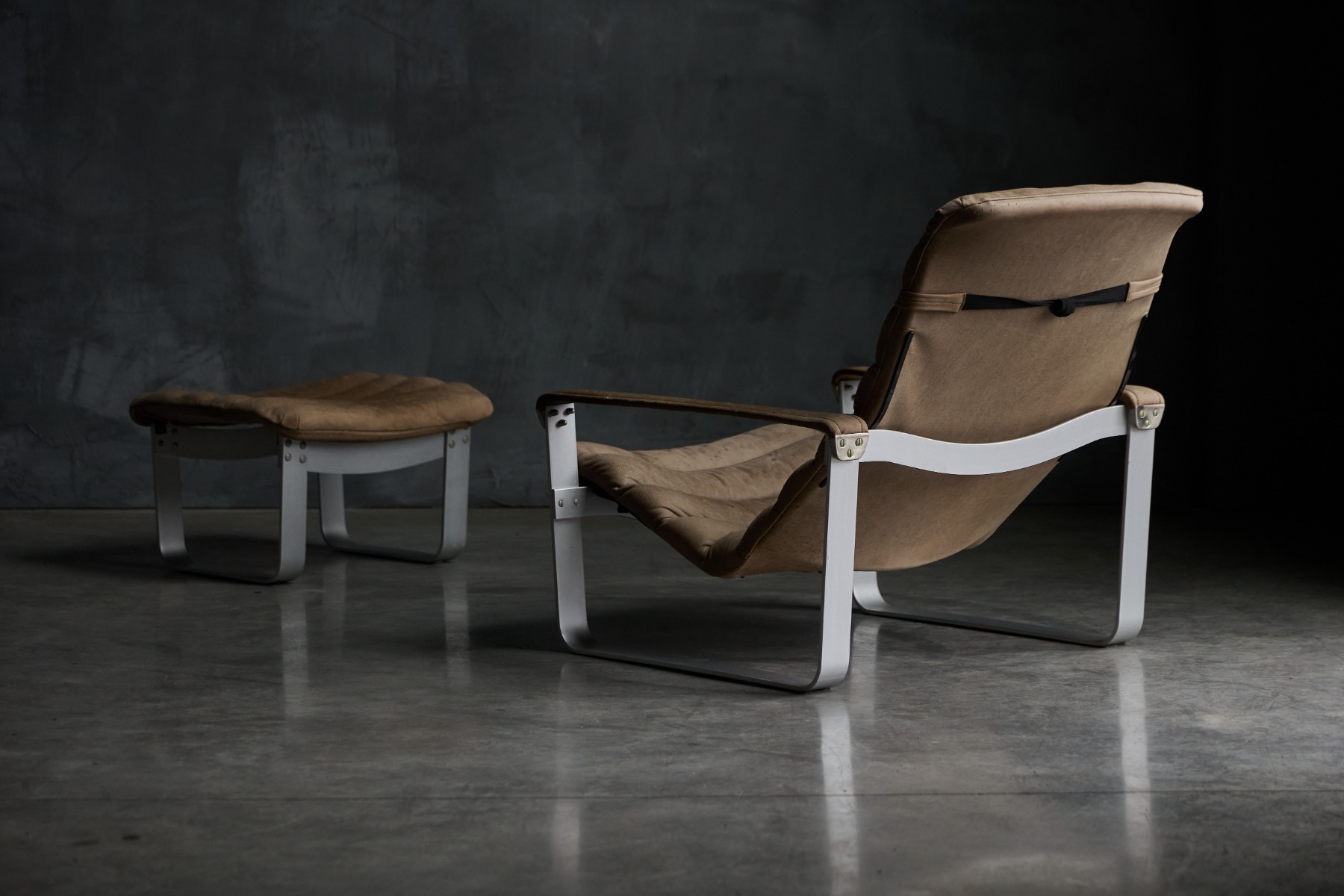Pulkka Lounge Chair with Ottoman by Ilmari Lappalainen for Asko - 1960s